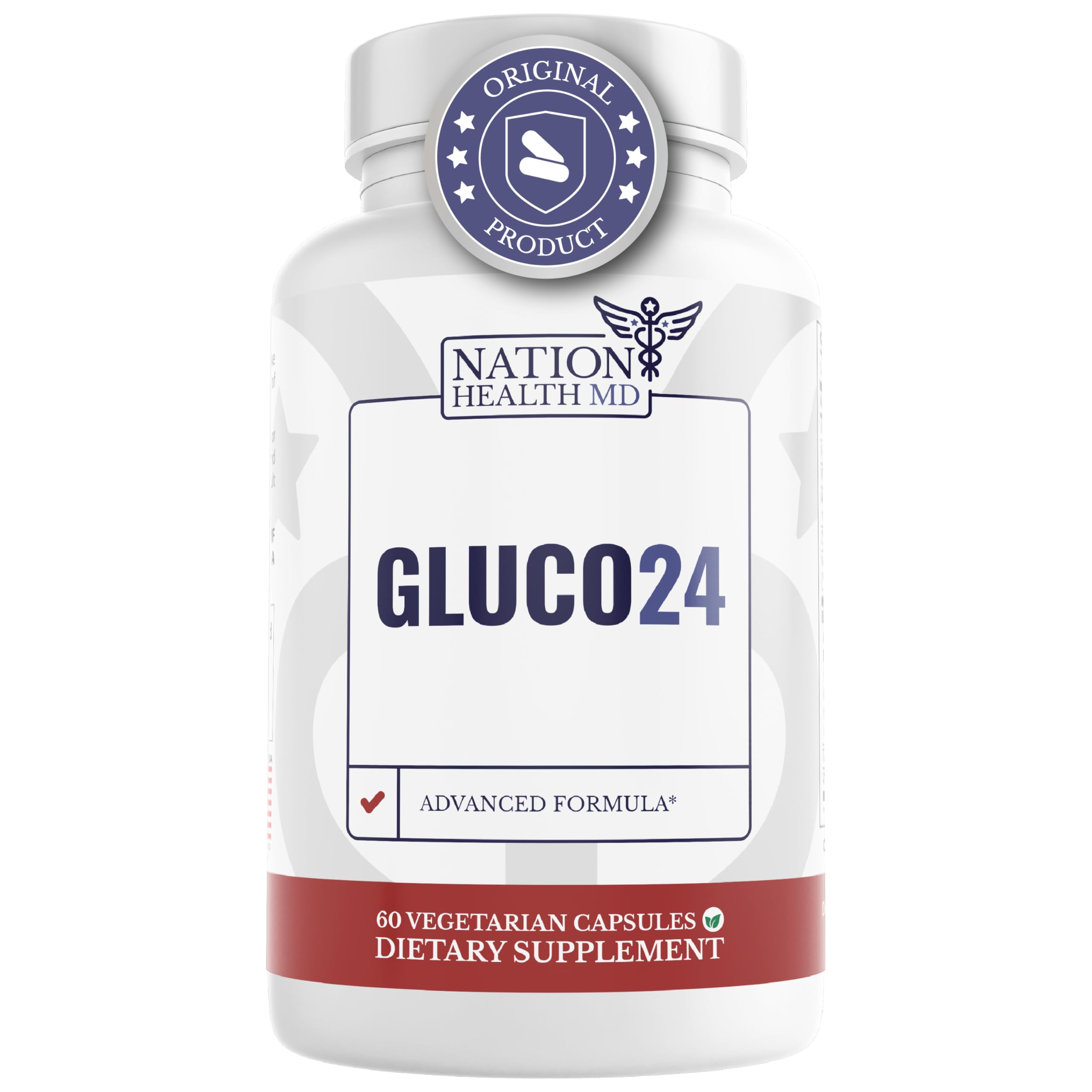 NATION HEALTH MD Gluco24 Advanced Formula - Dietary Supplement with Ceylon Cinnamon Bark Extract, Berberine HCI, Magnesium & Zinc - 60 Capsules NATION HEALTH MD uk supplements