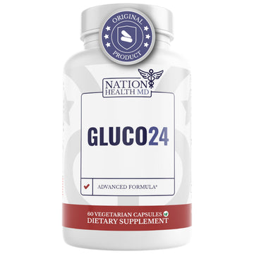 NATION HEALTH MD Gluco24 Advanced Formula - Dietary Supplement with Ceylon Cinnamon Bark Extract, Berberine HCI, Magnesium & Zinc - 60 Capsules NATION HEALTH MD uk supplements