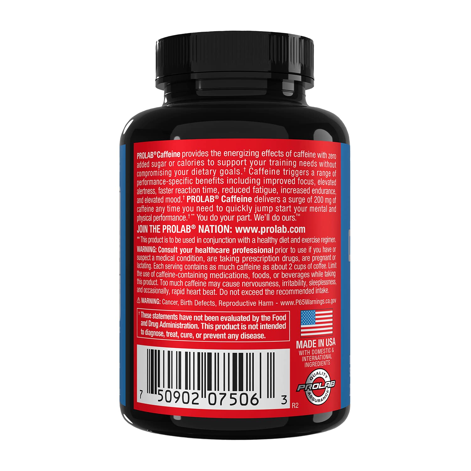 ProLab Caffeine Tablets 200mg - 200ct | Energy Support, Helps Enhance Endurance & Mental Focus, Reduce Fatigue, Pre-Workout, Extra Strength ProLab uk supplements
