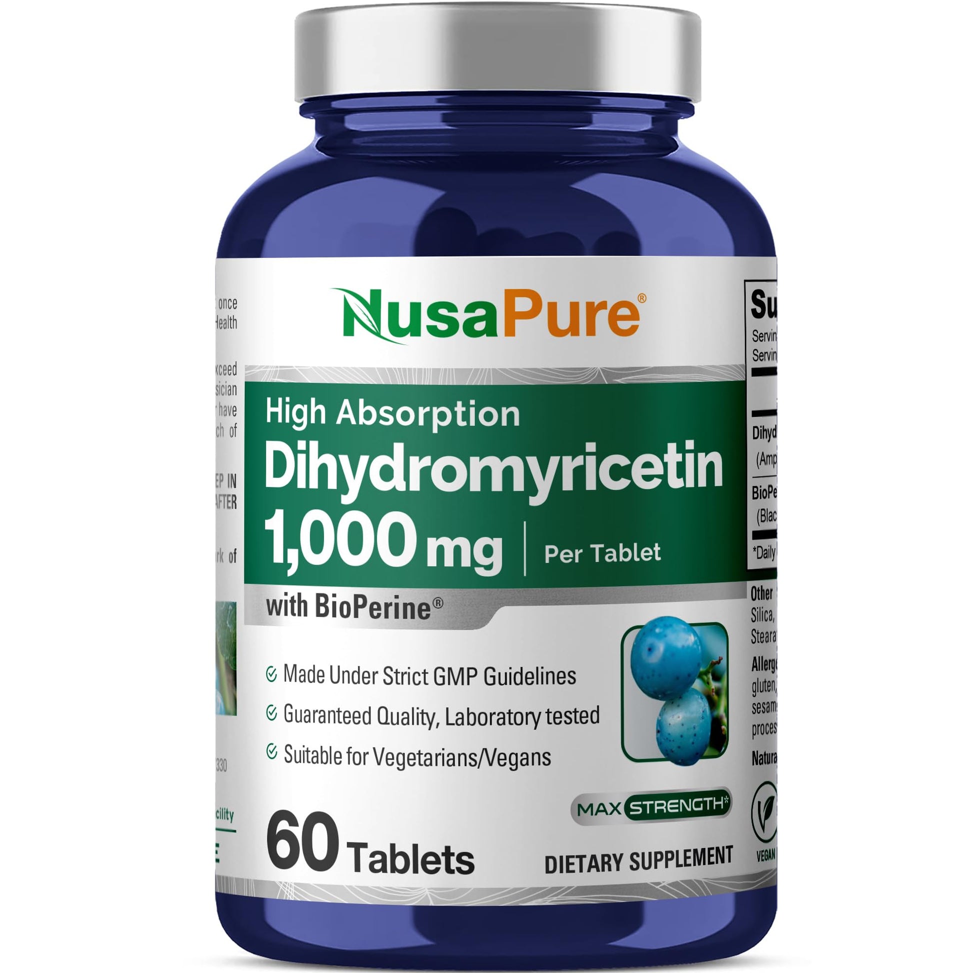 NusaPure Dihydromyricetin (DHM) 1,000mg 60 Veggie Tablets (No GMO & 100% Vegetarian) NusaPure uk supplements