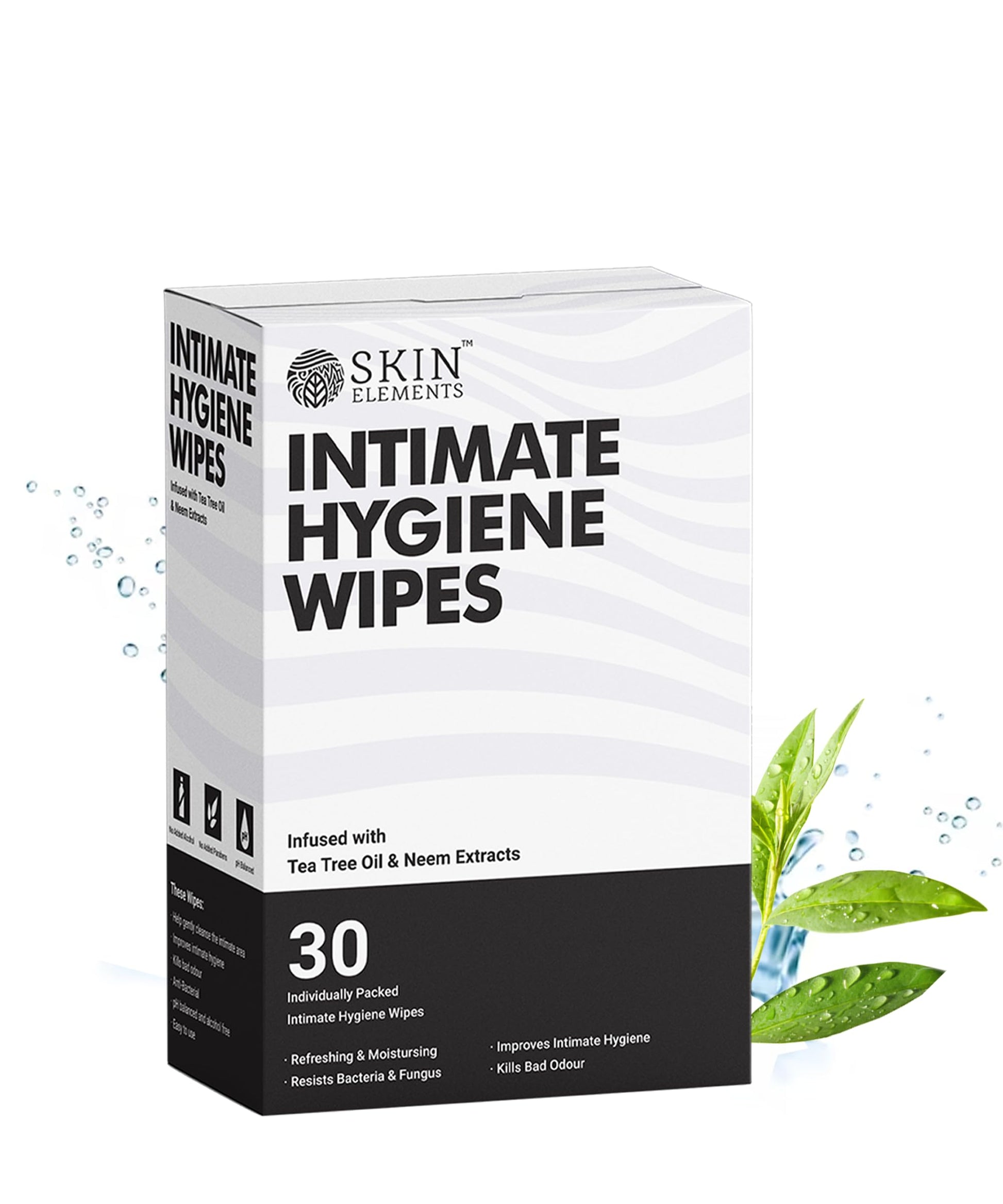 Skin Elements Intimate Hygiene Wipes | pH Balanced Wipes with Tea Tree Oil | Avoids Itching and Bad Odor Skin Elements uk supplements