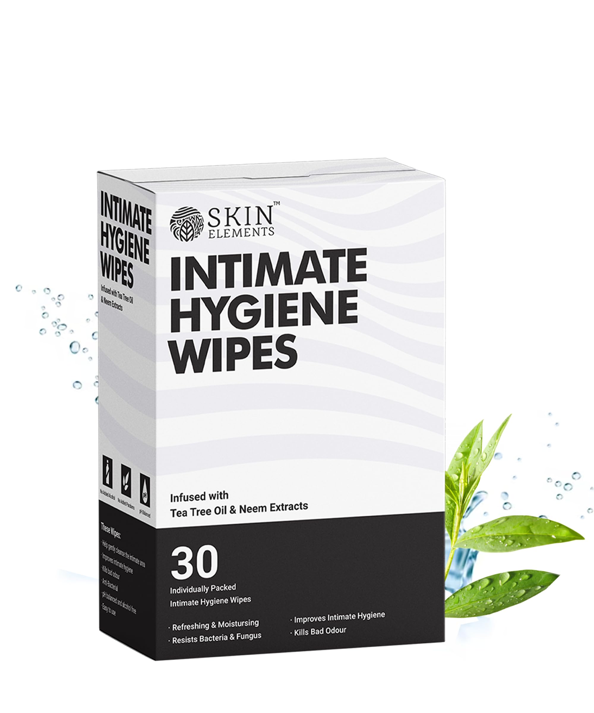 Skin Elements Intimate Hygiene Wipes | pH Balanced Wipes with Tea Tree Oil | Avoids Itching and Bad Odor Skin Elements uk supplements