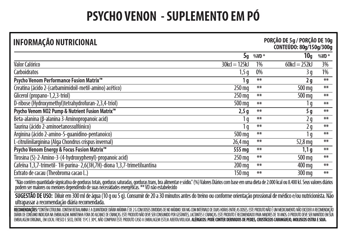 Psycholabz Pre Treino Psycho Venom 300g - Double Lemon Sabor Limão Psycholabz uk supplements