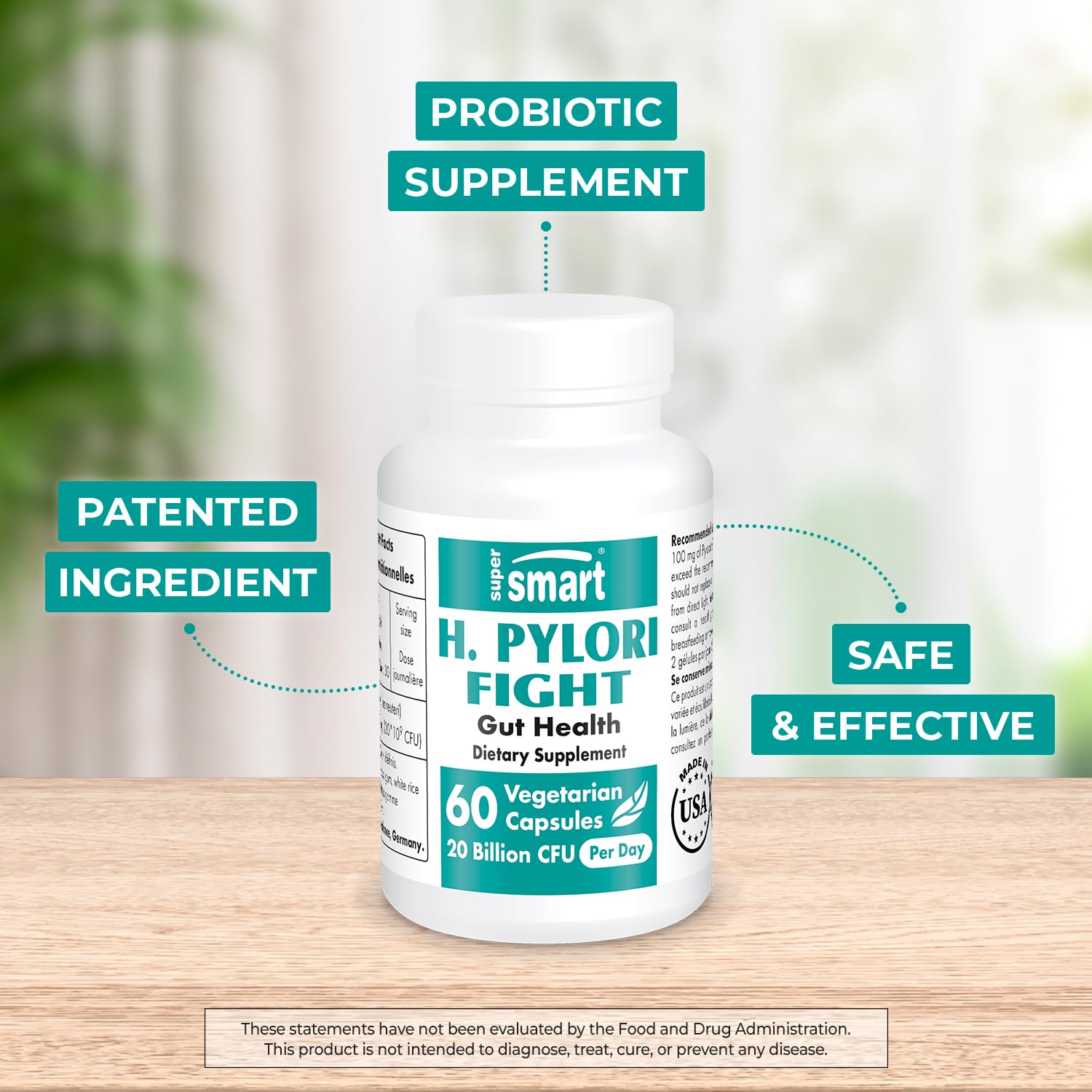 Supersmart - H. Pylori Fight Natural Treatment 20 Billion CFU per Day (Probiotic Lactobac Supersmart uk supplements