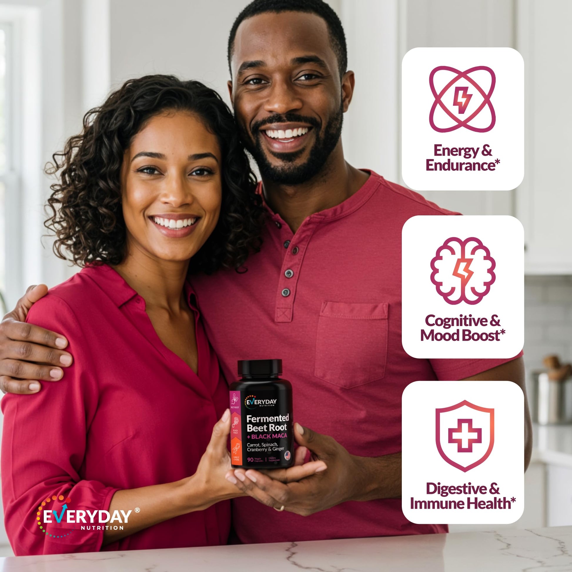 EVERYDAY NUTRITION Organic Fermented Beet Root & Black Maca Capsules with Carrot, Spinach, Cranberry & Ginger | Superfood for Energy, Stamina & Wellness | 90 Veggie Capsules | Made in USA EVERYDAY NUTRITION uk supplements