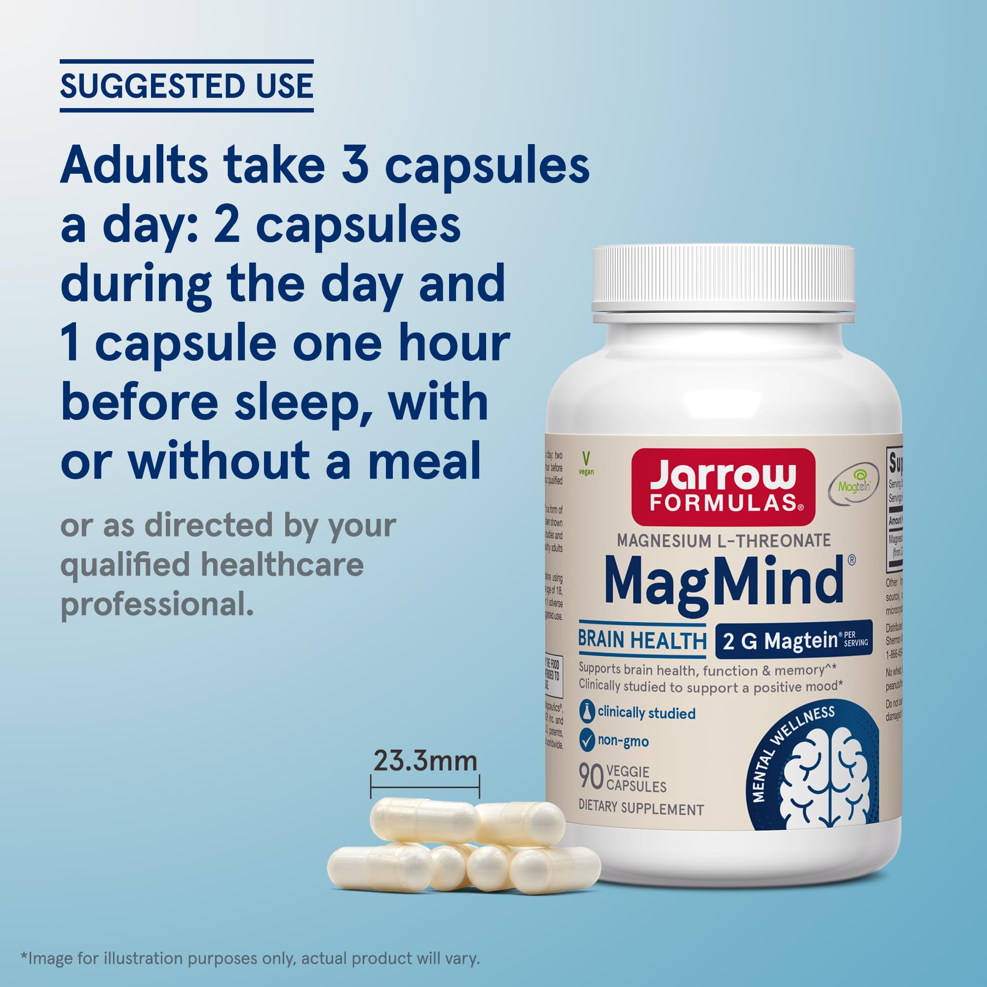 Jarrow Formulas Magnesium L-Threonate, MagMind Magtein Magnesium Supplement, Brain Supplements for Memory Support, 90 Veggie Capsules, Up to a 30 Day Supply Jarrow Formulas uk supplements