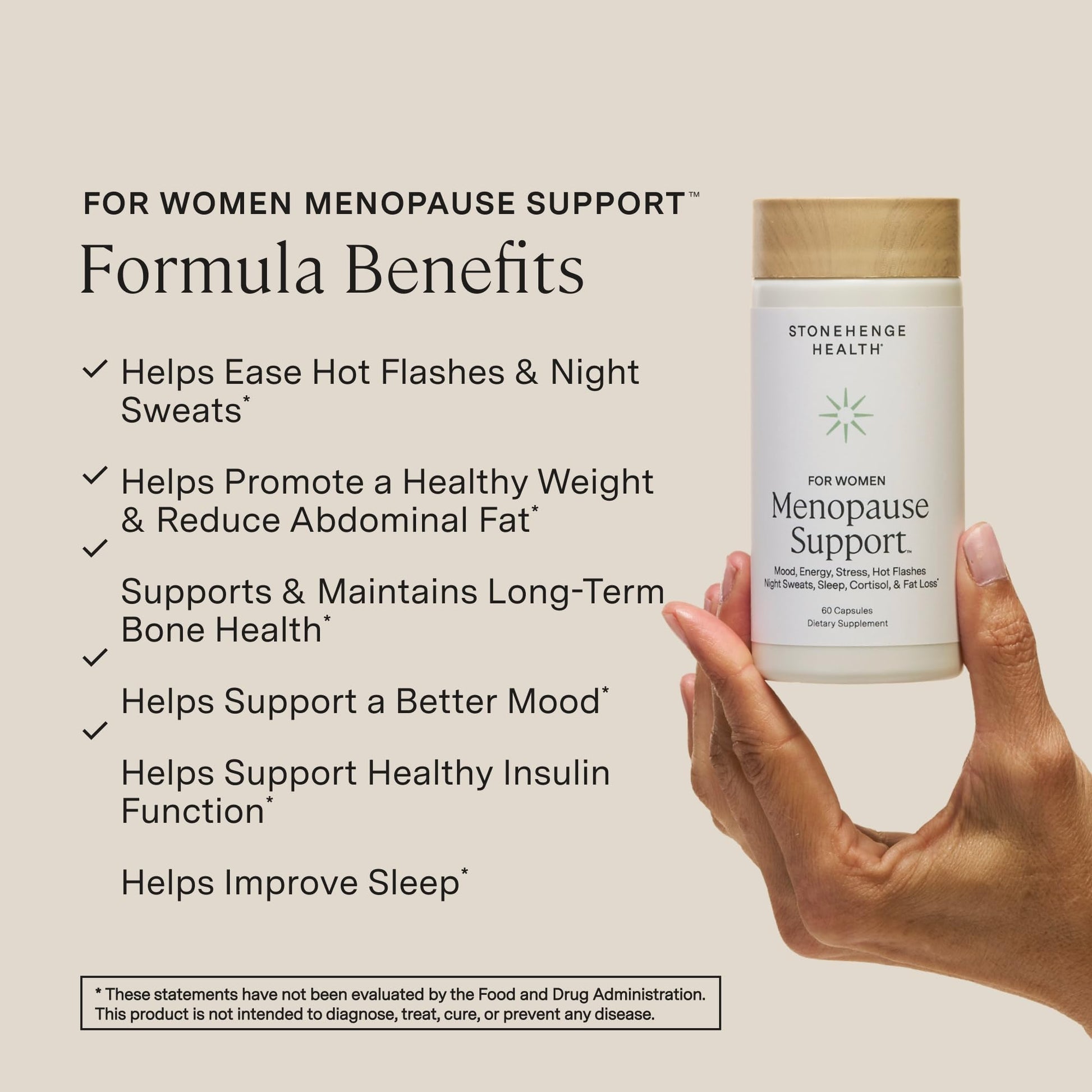Stonehenge Health for Women Menopause Support for Peri + Menopause + Post - Mood, Energy, Stress, Hot Flashes, Night Sweats, Sleep & Cortisol, Chromax Chromium, Vitamin D3, KSM-66 Ashwagandha Extract Stonehenge Health uk supplements