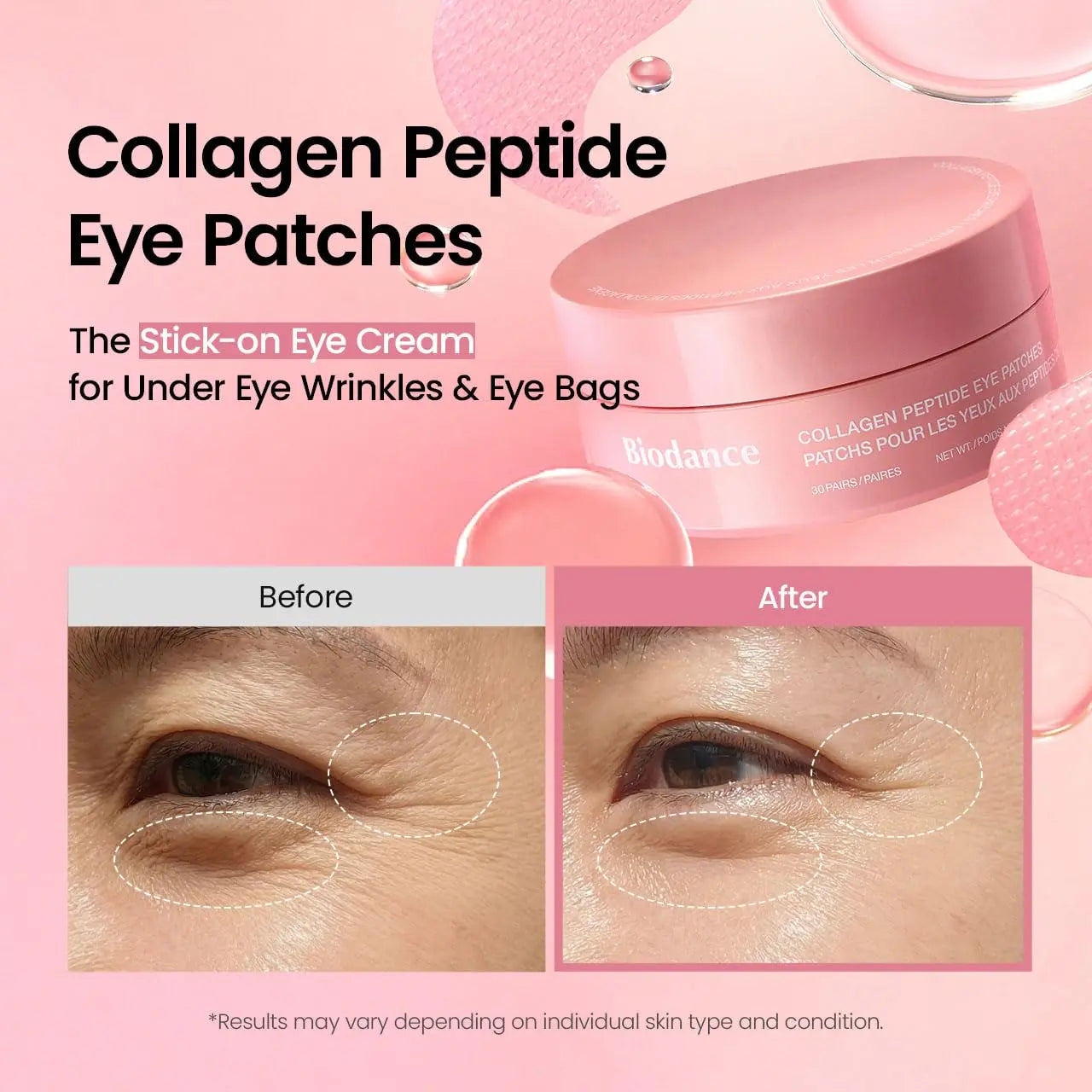 BIODANCE Collagen Peptide Eye Patches, Anti Wrinkle & Smile Line Patches for Face, Under Eye Mask for Fine Lines & Eye Bags, Travel Essentials & Self Care Gifts for Women, Korean Skin Care (60 Count) BIODANCE uk supplements