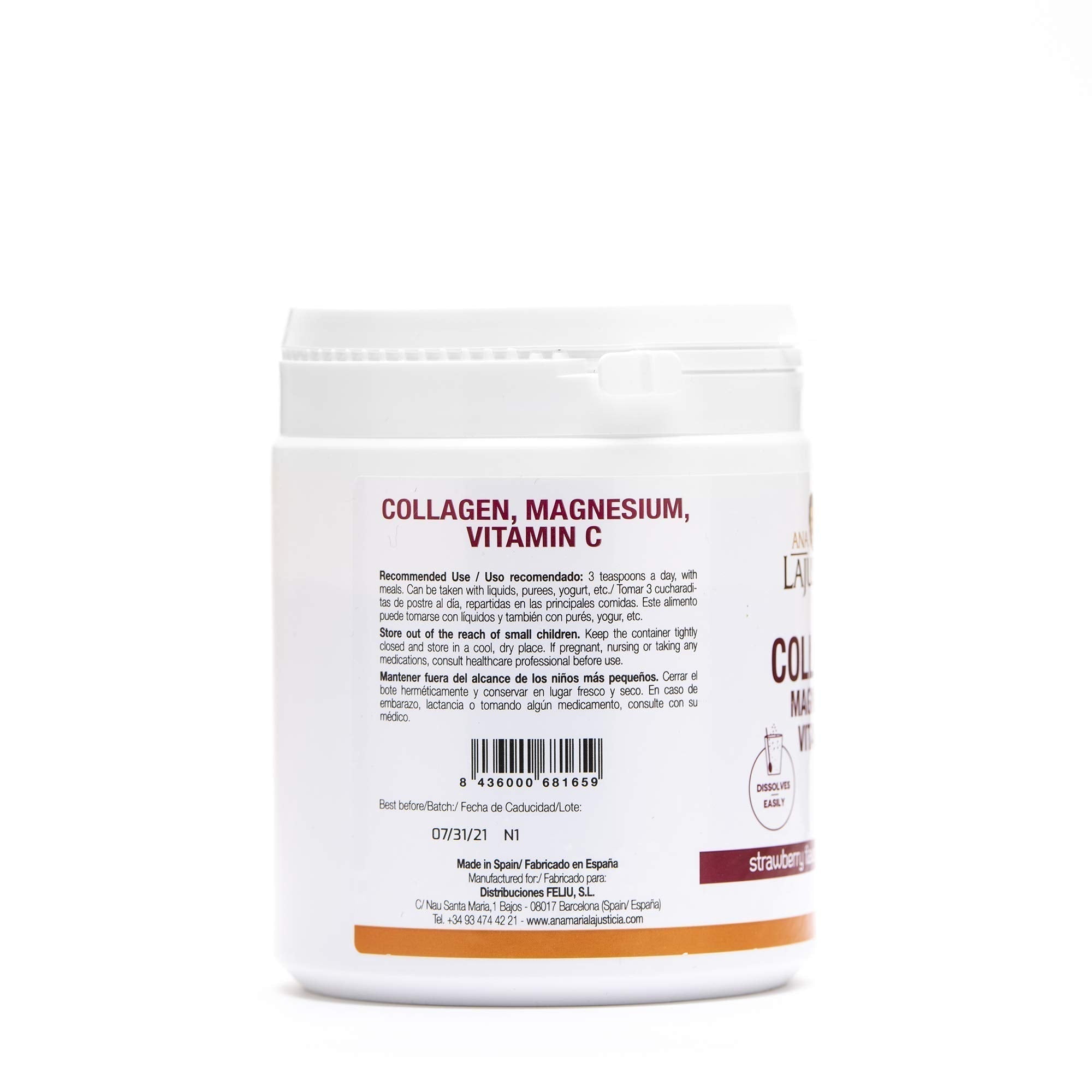 Ana Maria Lajusticia – Collagen with magnesium and vit c – 350 grams (strawberry flavour) Ana María Lajusticia uk supplements