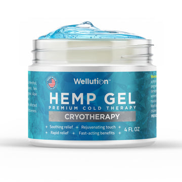 WELLUTION Cryotherapy Hemp Gel – Gentle Cooling Sensation with Menthol & Arnica – Non-Greasy, Quick-Absorbing Formula – Lightweight Gel for Comfort & Refreshing Feel – 4oz WELLUTION uk supplements