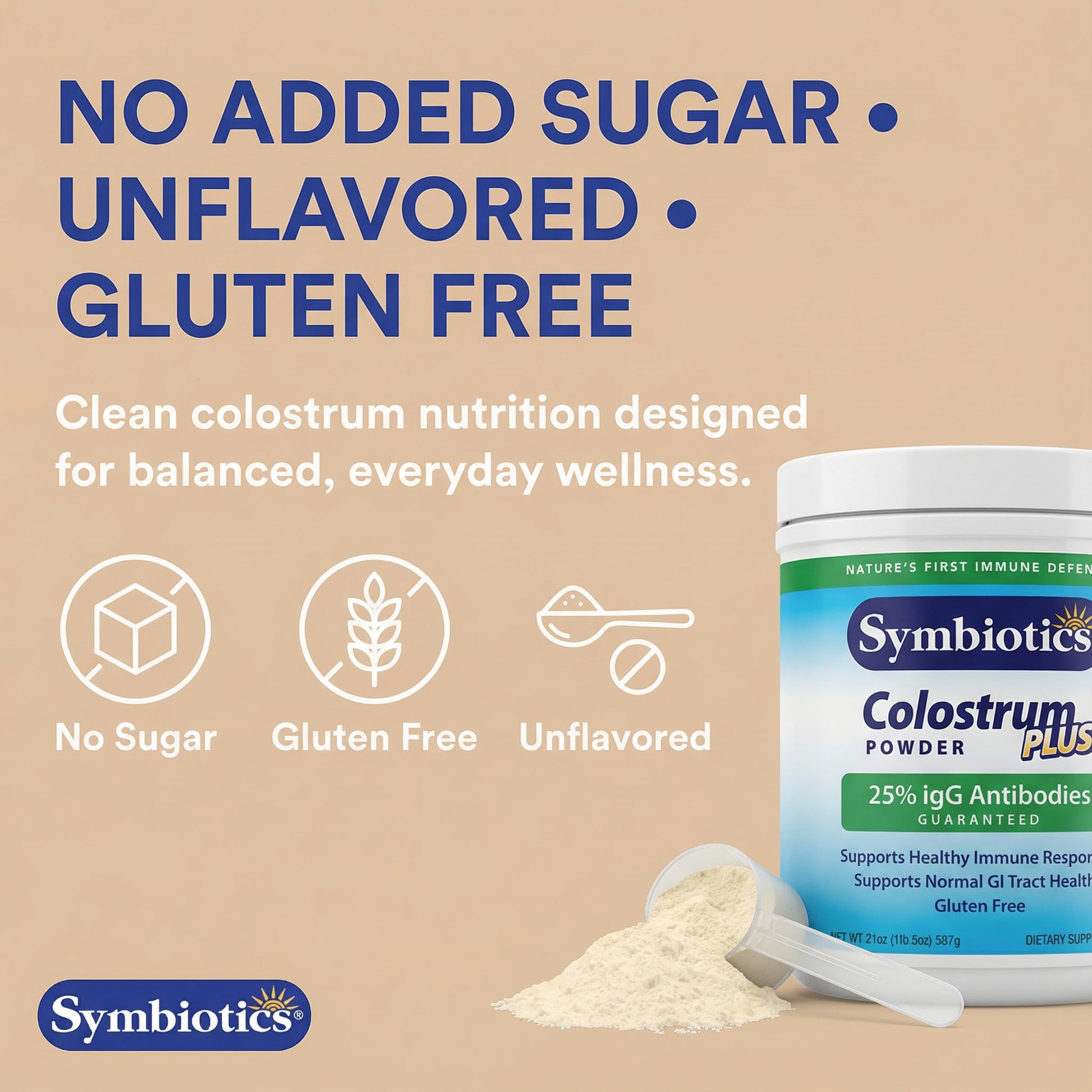Symbiotics Colostrum Plus Powder 2.25 oz – Immune & Muscle Recovery Support, 25% IgG Immunoglobulins, Gut Health & Training Resilience, Unflavored, Gluten Free - 2.25 oz Symbiotics uk supplements