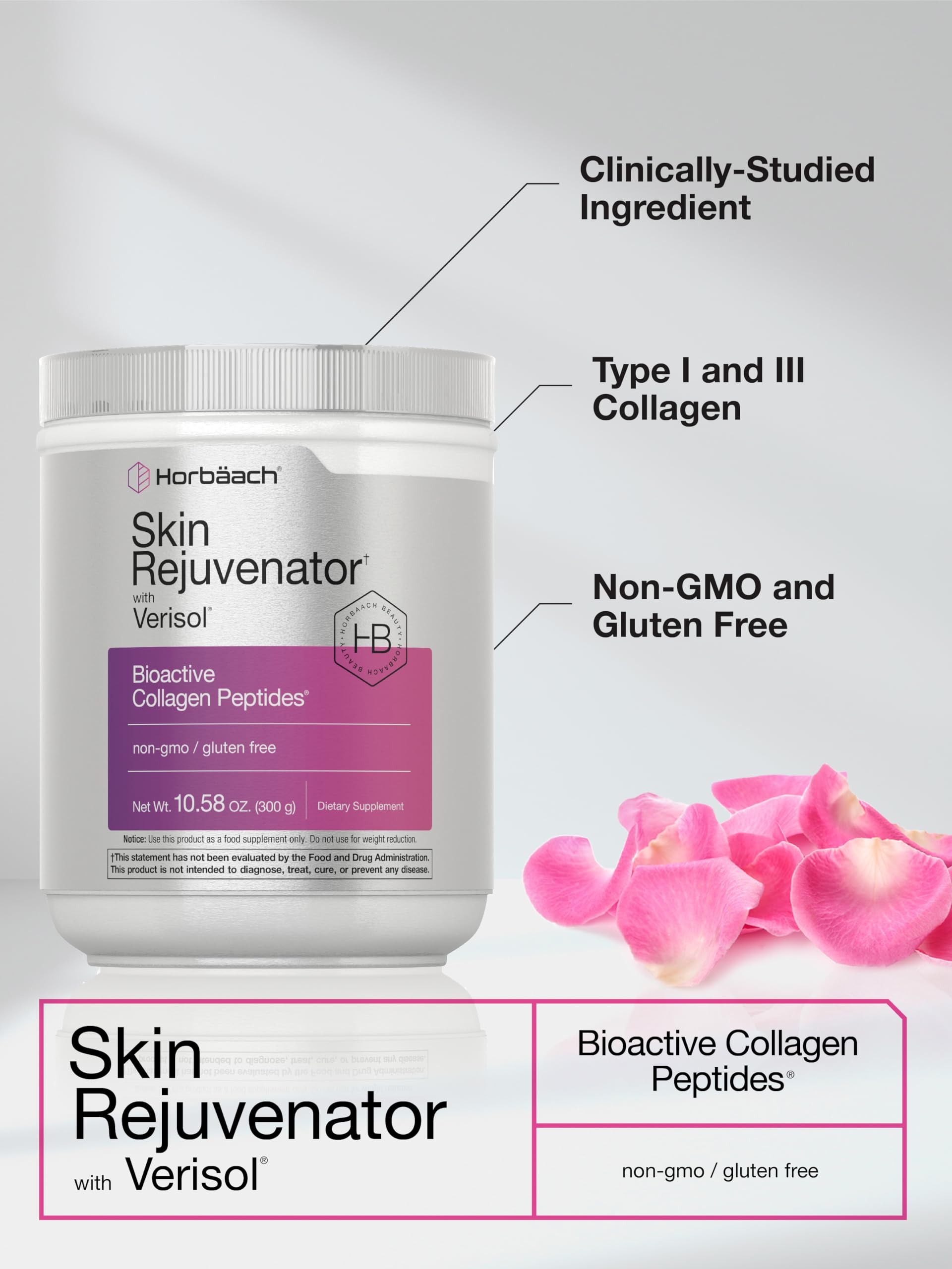 Horbäach Skin Rejuvenator with Verisol 10.58 oz | Bioactive Collagen Peptide Powder | Types I and III | Non GMO, Gluten Free Supplement Horbäach uk supplements