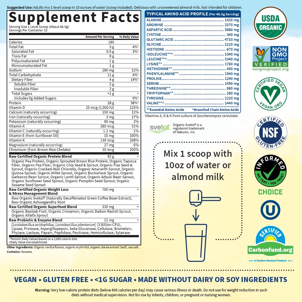 Garden of Life Raw Organic Fit Vegan Protein Powder Vanilla, 28g Plant Based Protein Garden of Life uk supplements