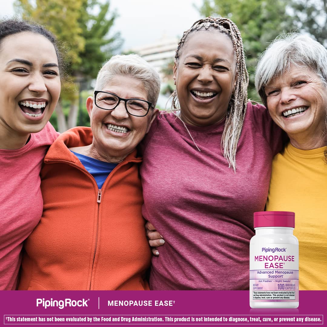 Piping Rock Menopause Ease Supplement | 100 Capsules | Advanced Support for Women | with Black Cohosh and Wild Yam | Non-GMO, Gluten Free Piping Rock uk supplements