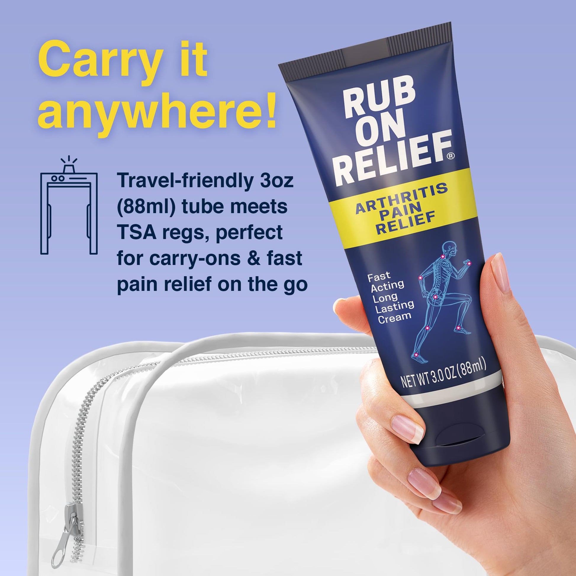 RUB ON RELIEF Arthritis Pain Relief Cream – 10-in-1 Non-Greasy Joints Pain Cream for Knees, Back, Neck, Hands, & Muscle Aches with Menthol, Camphor, Arnica, MSM & Turmeric Up to 8 Hours, 3oz (1 Pack) RUB ON RELIEF uk supplements