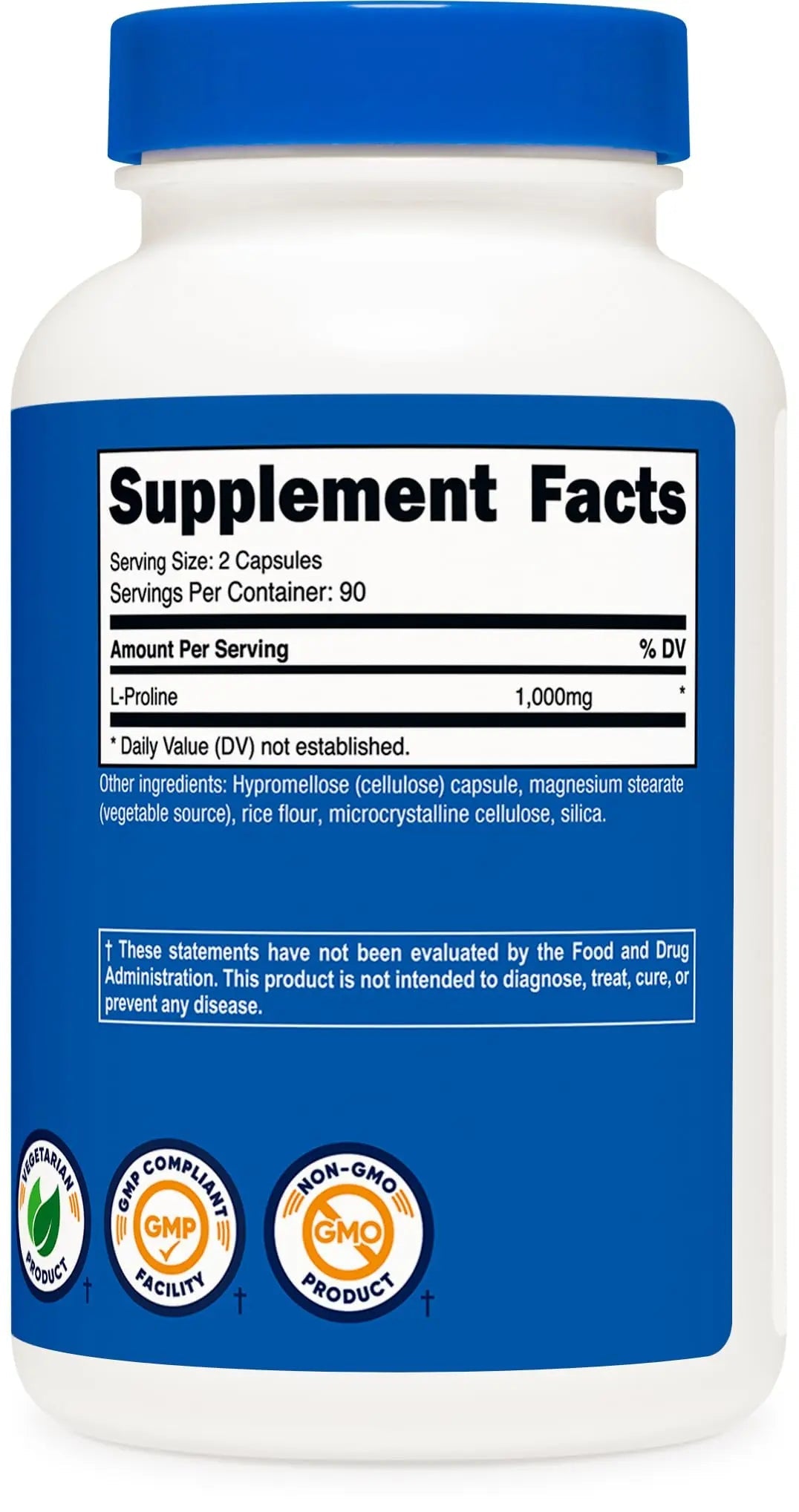 Nutricost L-Proline 1000mg, 180 Capsules (90 Servings) - 500mg Per Cap, Non-GMO, Gluten Free Nutricost uk supplements