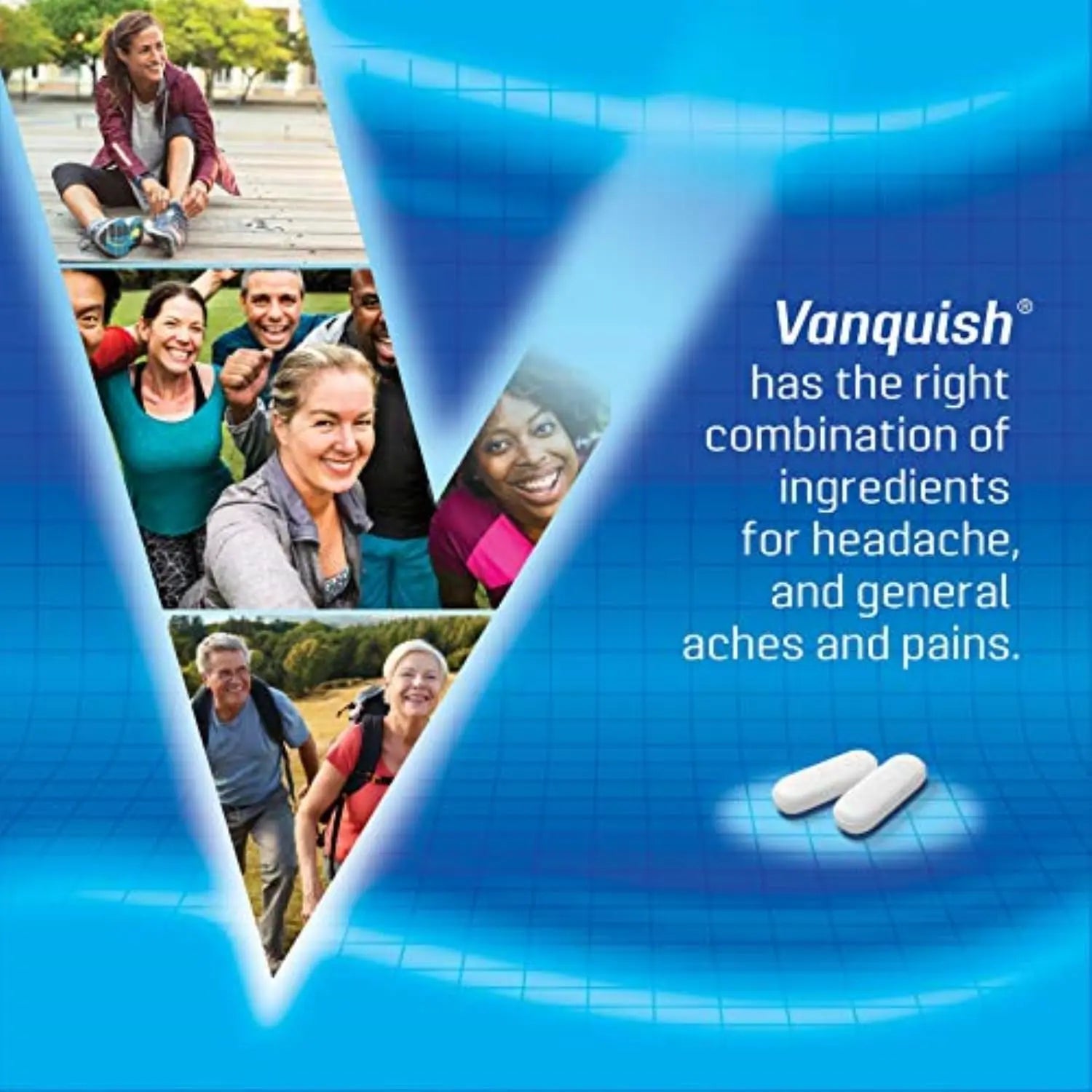 Vanquish Headache Relief, Acetaminophen, Aspirin, Caffeine, 100 Caplets, Packaging May Vary Vanquish uk supplements