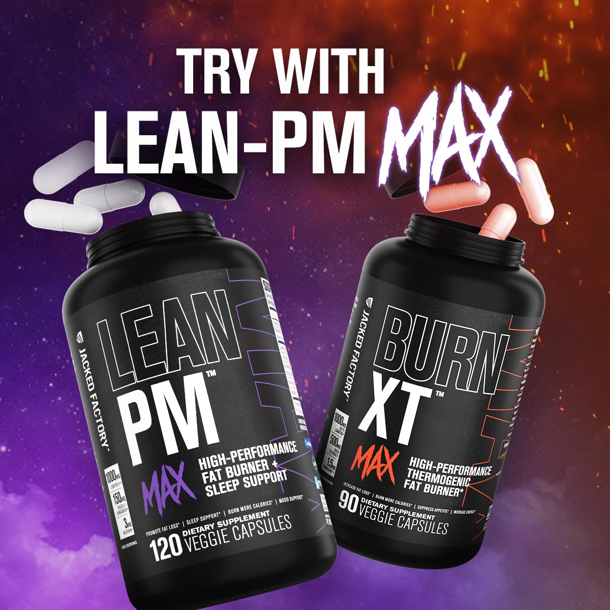 Jacked Factory Burn-XT Max - High-Performance Thermogenic Fat Burner & Appetite Suppressant for Weight Loss w/PurCaf Organic Caffeine, MitoBurn, Green Tea Jacked Factory uk supplements