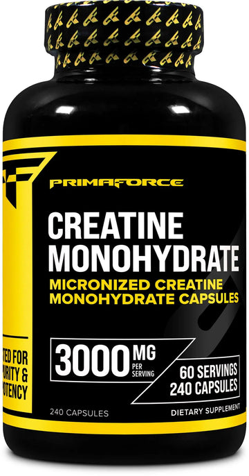 Primaforce Creatine Monohydrate Capsules - 240 Capsules, 3,000mg per Serving, Gluten Free and Non-GMO Primaforce uk supplements
