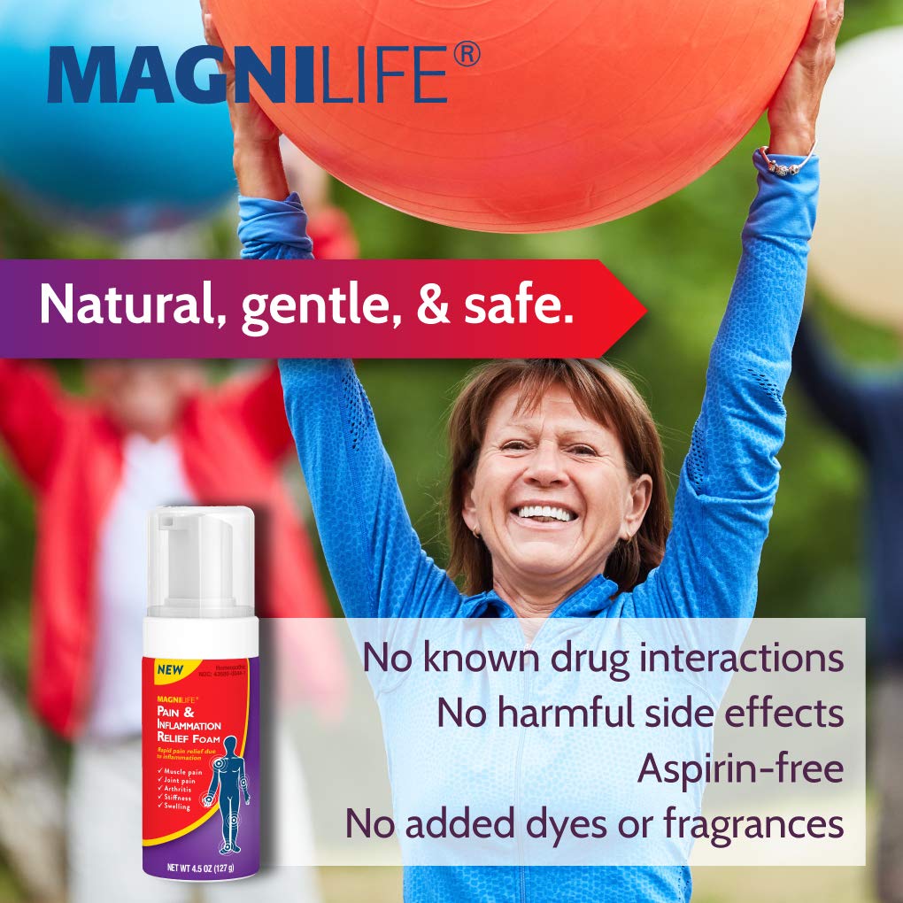 MagniLife Pain & Inflammation Relief Foam, 4 oz, Non-Greasy Arthritis Pain Reliever for Muscle, Joint, Knee, Hip, Back, Foot, Helps Ease Stiffness, Soreness, Swelling & Everyday Discomfort MagniLife uk supplements