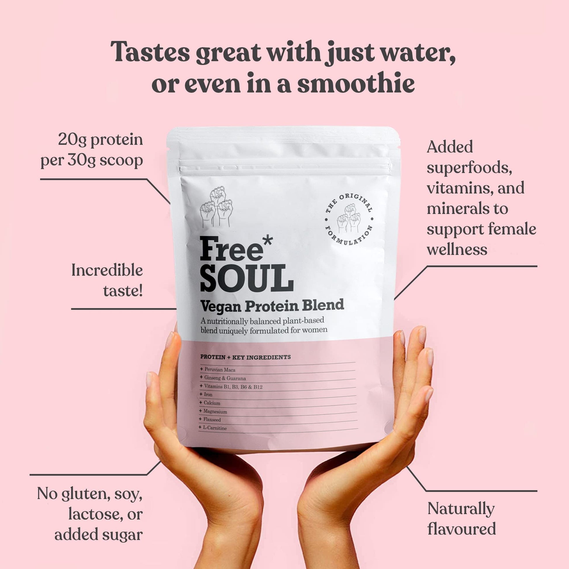 Free Soul Vegan Protein Powder | Formulated for Women | 600g | 20g Protein Free Soul uk supplements