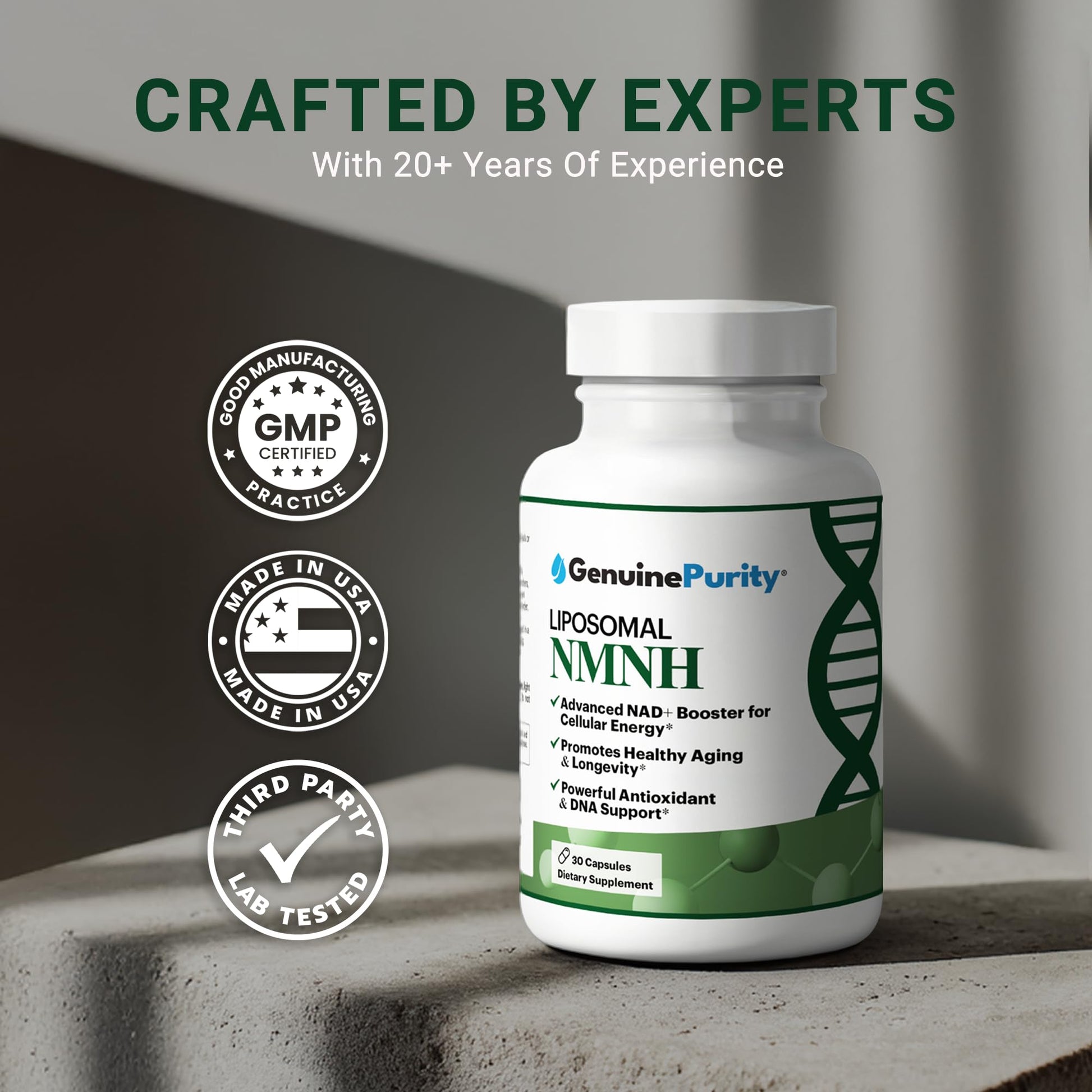 GenuinePurity - NMNH NAD Supplement - 250mg, 30 Count Liposomal NAD+ Supplement for Cellular Health & Energy - GMP Certified Advanced Reduced Form of NMN for Superior Stability & Absorption GenuinePurity uk supplements