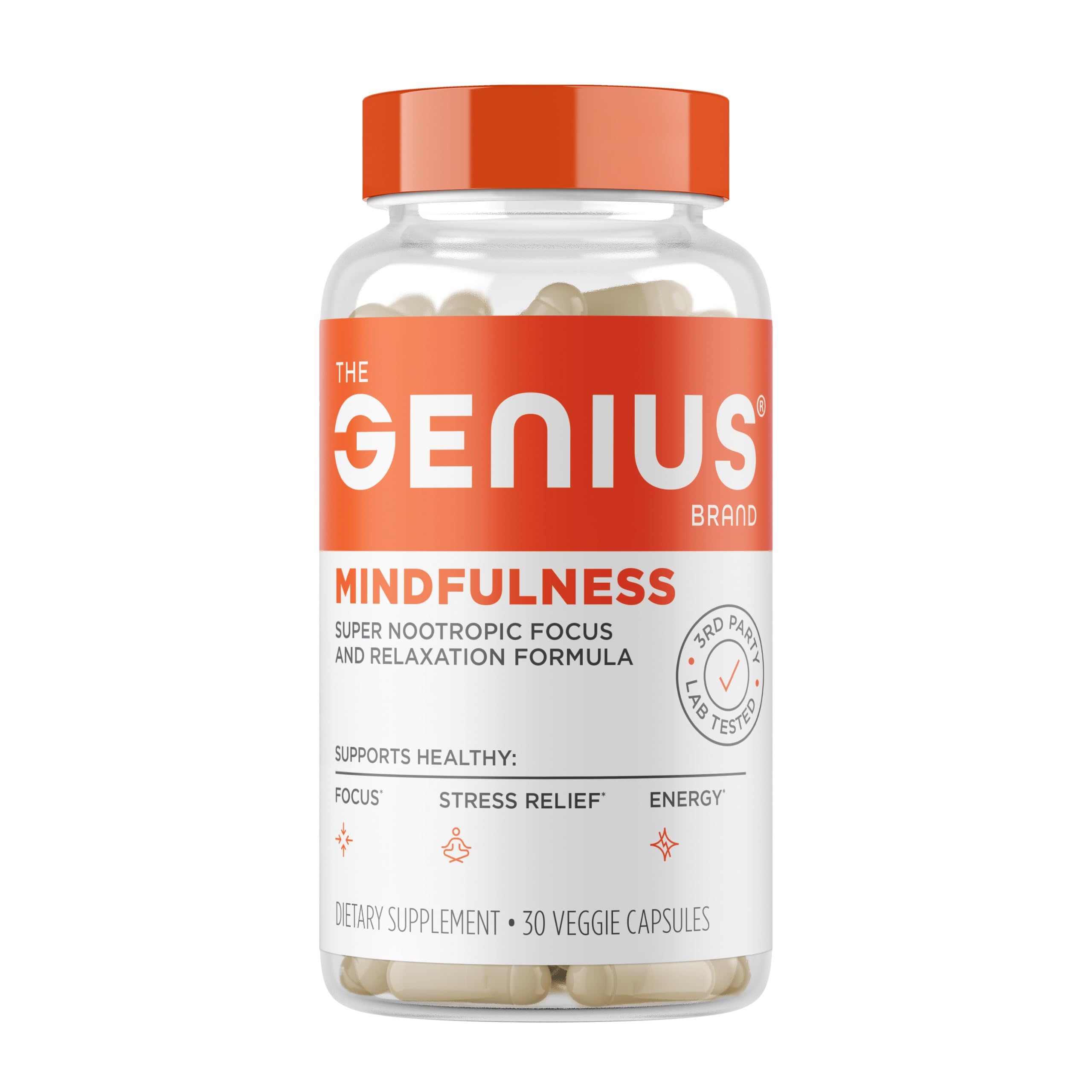 The Genius Brand Genius Mindfulness - Brain Health Supplement - Supports Healthy Mindsets - Calm, Energy, Memory & Focus Support - Ashwagandha, NeuroFactor & More - 30 Veggie Pills The Genius Brand uk supplements