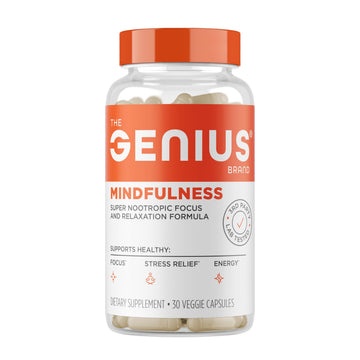 The Genius Brand Genius Mindfulness - Brain Health Supplement - Supports Healthy Mindsets - Calm, Energy, Memory & Focus Support - Ashwagandha, NeuroFactor & More - 30 Veggie Pills The Genius Brand uk supplements