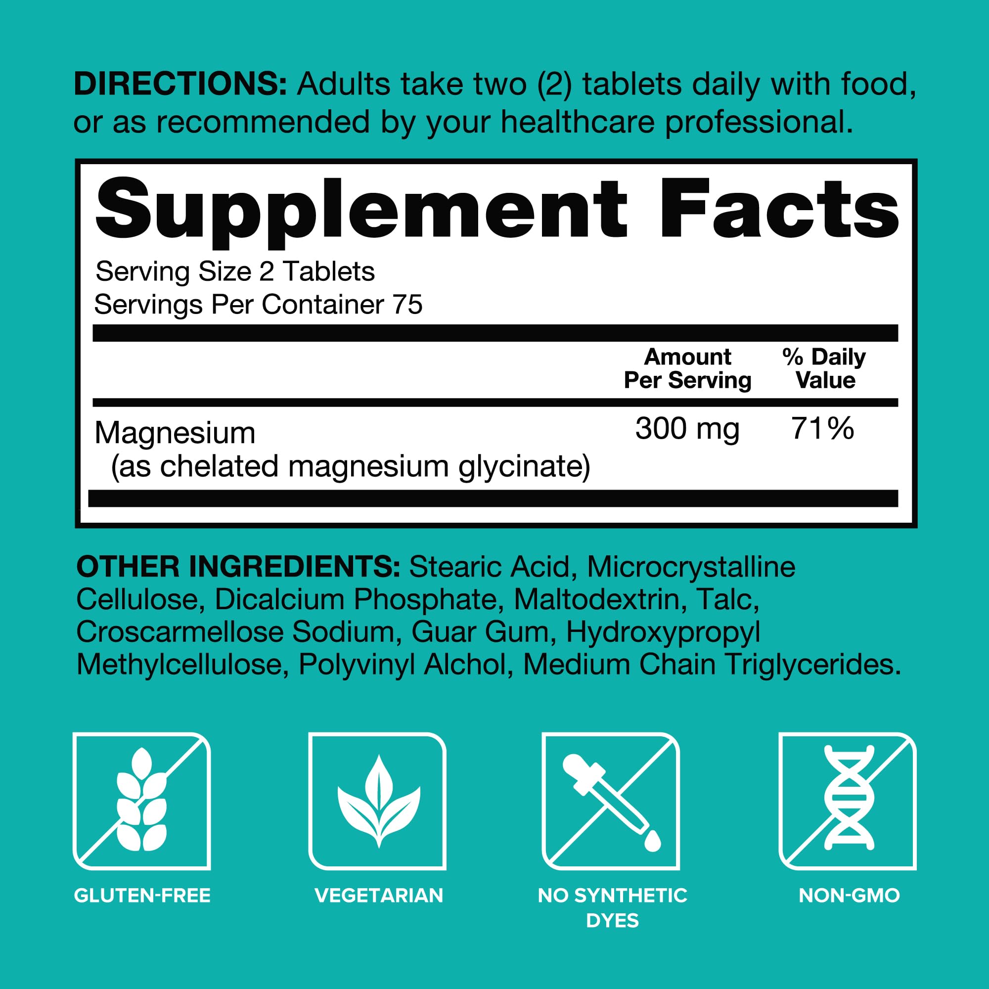 Qunol Magnesium Glycinate 300mg, 100% Glycinate Chelated Magnesium Supplement, 150ct Tablets Qunol uk supplements