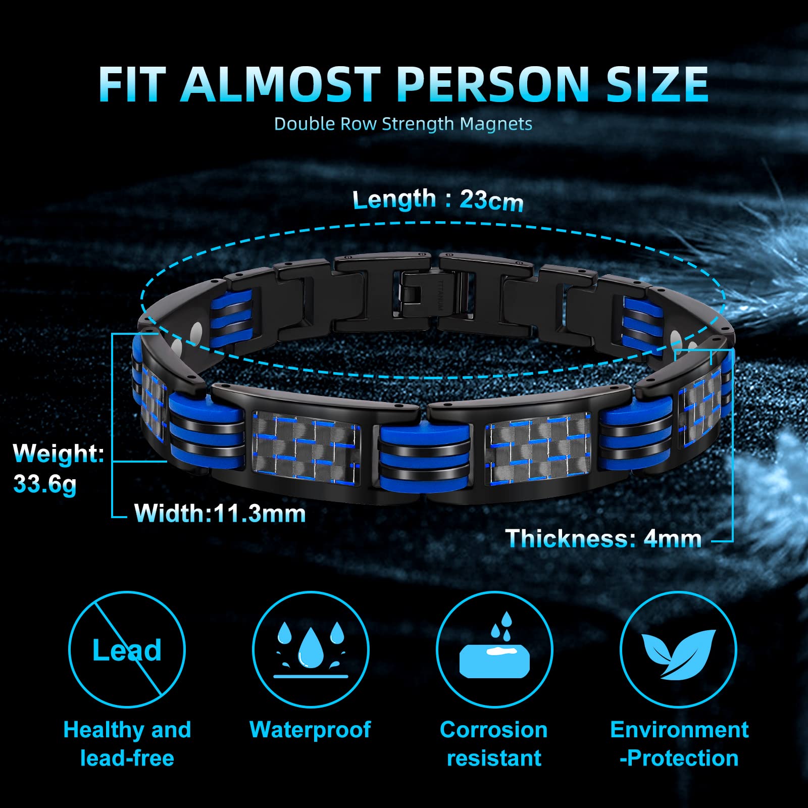 JEROOT Magnetic Bracelets for Men, Blue Carbon Fiber Pure Titanium Magnetic Bracelet JEROOT uk supplements