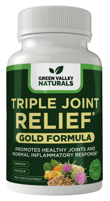 GREEN VALLEY NATURALS Triple Joint Relief Gold – Joint Support Supplement with Turmeric (Turmacin®, BCM-95®), Boswellia (AprèsFlex®) & Boron – Supports Mobility & Flexibility – 120 Capsules GREEN VALLEY NATURALS uk supplements