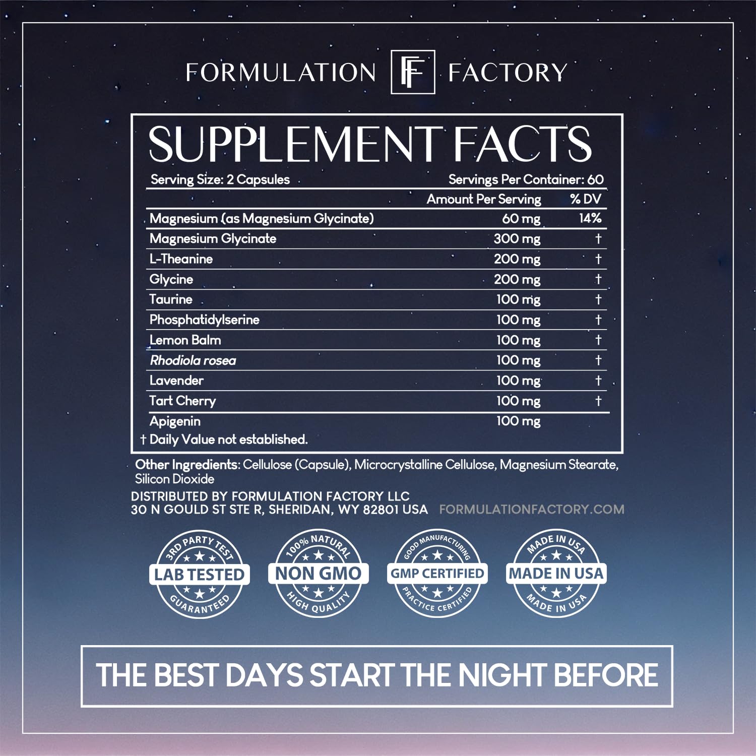 The Night Before 10-in-1 Midnight Maximizer Sleep Aid, Stress Relief, Cognition, Relaxation, Recovery, Focus, Magnesium Glycinate, L-Theanine & More, (120 Capsules – 2 Month Supply) Formulation Factory uk supplements