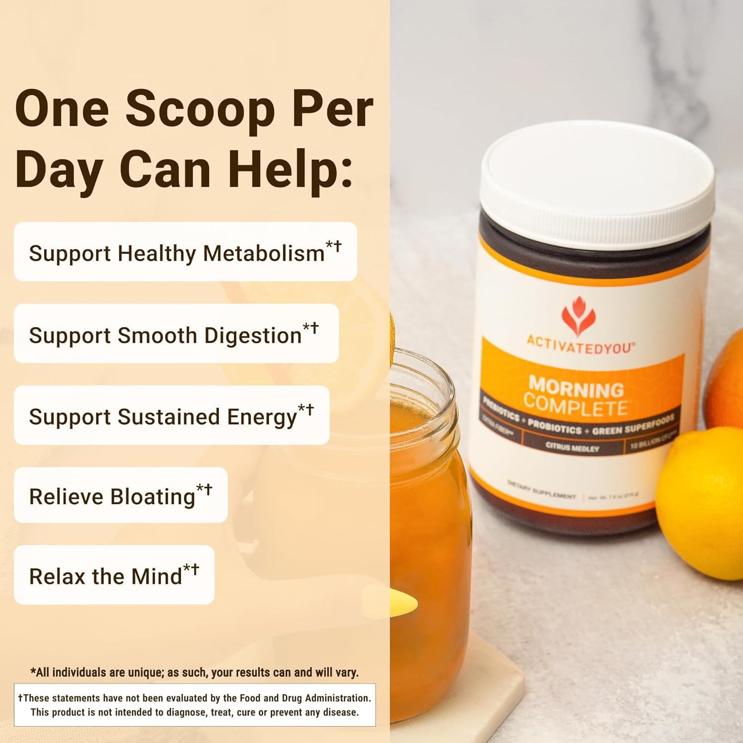 ACTIVATEDYOU Morning Complete Daily Wellness Greens Superfood Drink Mix for Gut Health w/Prebiotics, Probiotics, Antioxidants, Green Superfoods, 10 Billion CFUs (3 Pack, Citrus Medley) ACTIVATEDYOU uk supplements
