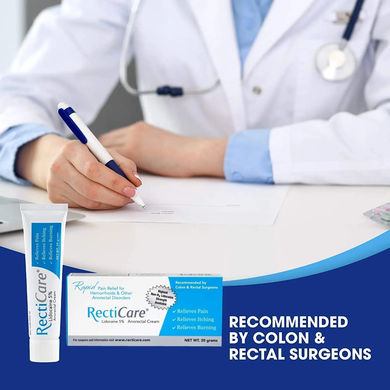Recticare Anorectal Lidocaine 5% Cream: Topical Numbing Cream for Treatment of Hemorrhoids & Other Anorectal Disorders - 30g Tube Recticare uk supplements