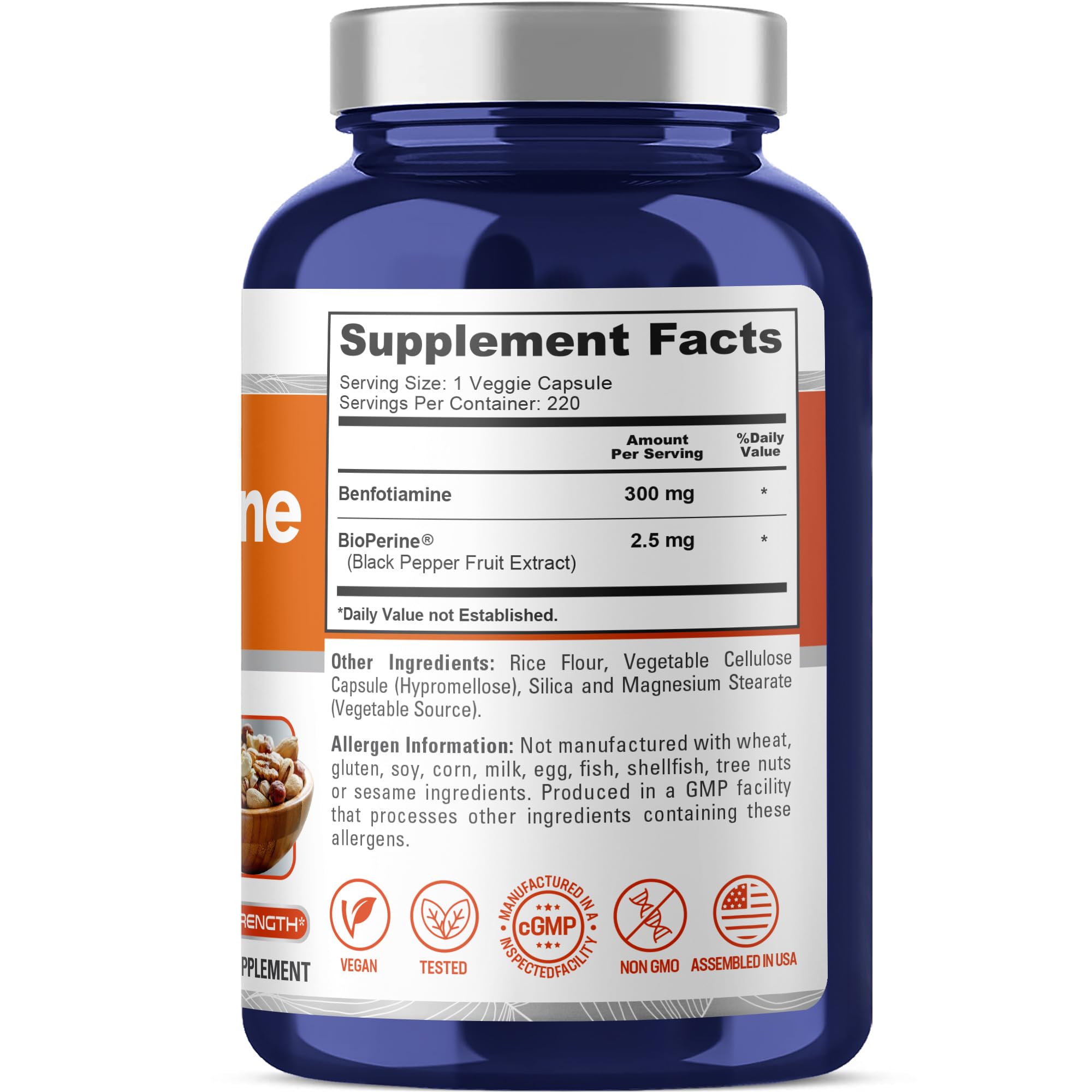 NusaPure Benfotiamine 300mg Per Veggie Caps 220 Count (Non-GMO, Vegan) Bioperine NusaPure uk supplements