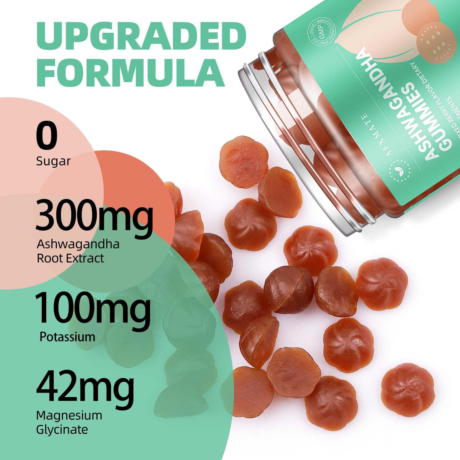 AFXMATE Ashwagandha Gummies for Women Sugar Free, Men's Ashwagandha Supplement Gummy with Vitamin D Magnesium Vegan (90 Counts) AFXMATE uk supplements