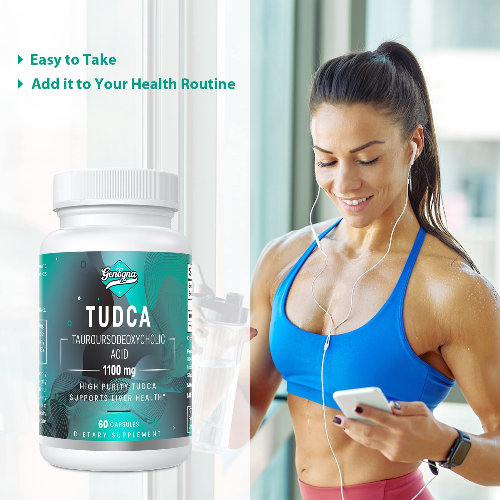 Genogna TUDCA 1100mg-Liver Support Supplement for Detox Cleanse, Water-Soluble Bile Genogna uk supplements