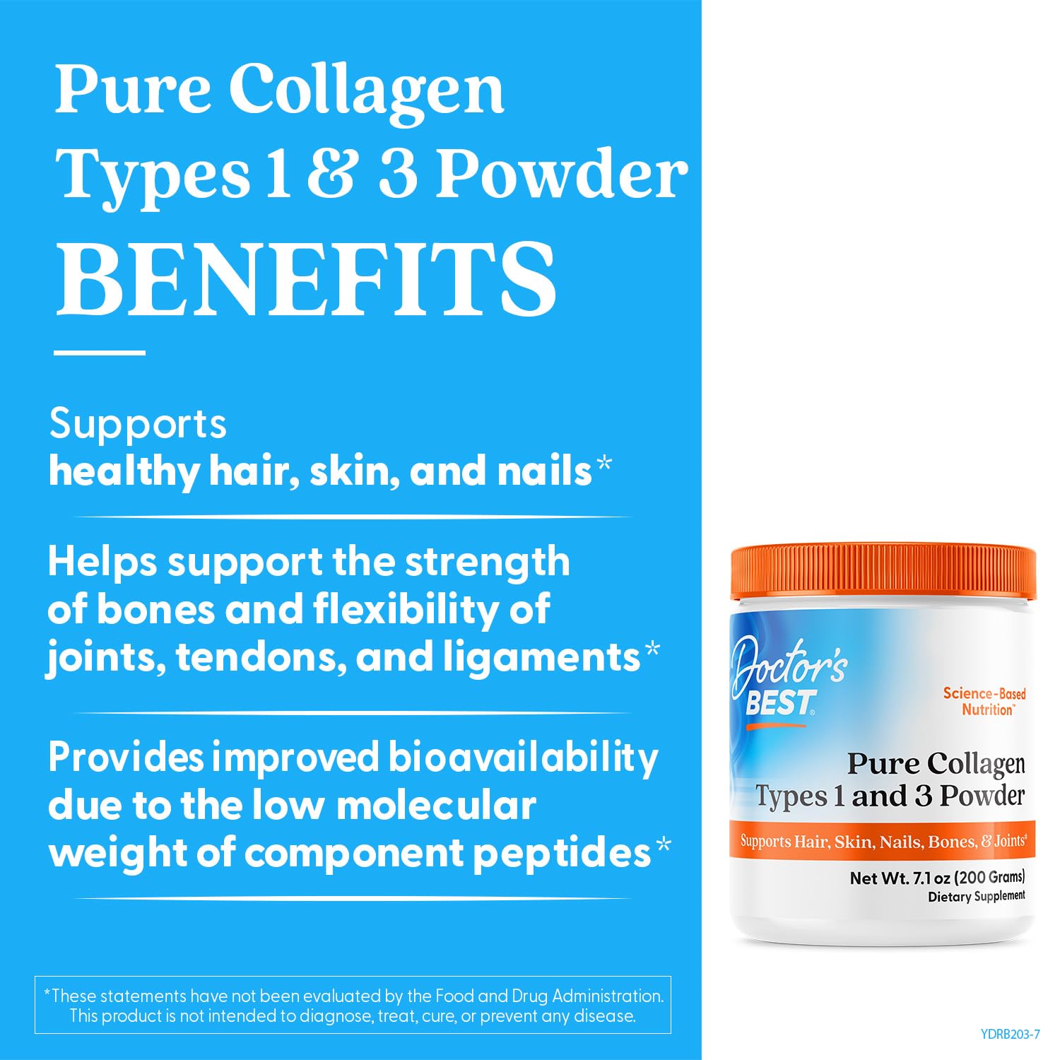 Doctor's Best Pure Collagen Types 1 & 3, Promotes Healthy Skin Hair & Nails – Bone & Joint Support, 7.1 Ounce (Pack of 1) Doctor's BEST uk supplements
