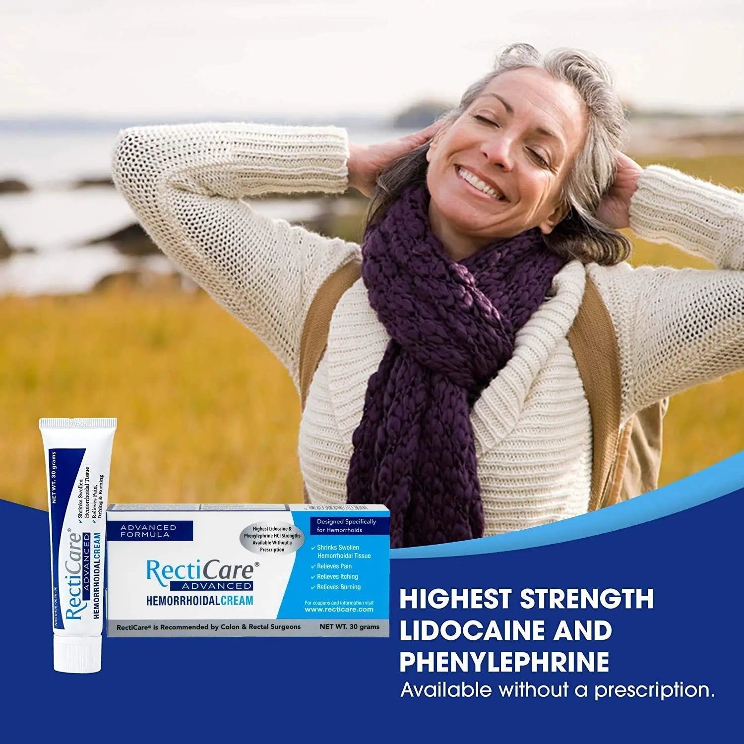 Recticare Advanced Hemorrhoidal Cream: Advanced Treatment to Shrink & Soothe Hemorrhoids - Itch, Pain, Burn Relief - 30g Hemorrhoidal Cream with Lidocaine Recticare uk supplements