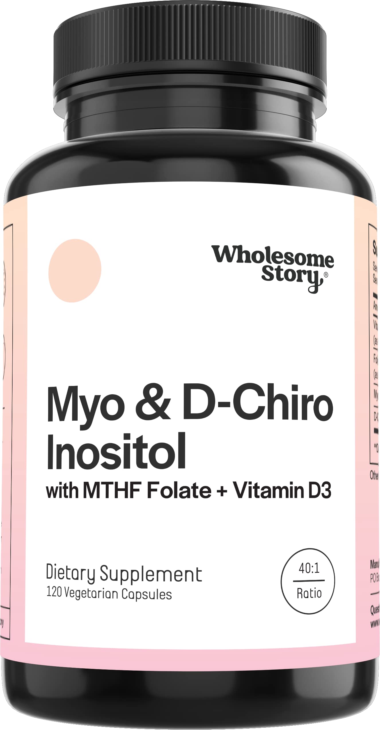 Myo-Inositol & D-Chiro Inositol Capsules with MTHF, Folate, Vitamin D| Support for Ovarian Function, Hormone Balance, & Homocysteine Levels | Fertility Supplements for Women | 40:1 Ratio Wholesome Story uk supplements