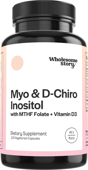 Myo-Inositol & D-Chiro Inositol Capsules with MTHF, Folate, Vitamin D| Support for Ovarian Function, Hormone Balance, & Homocysteine Levels | Fertility Supplements for Women | 40:1 Ratio Wholesome Story uk supplements