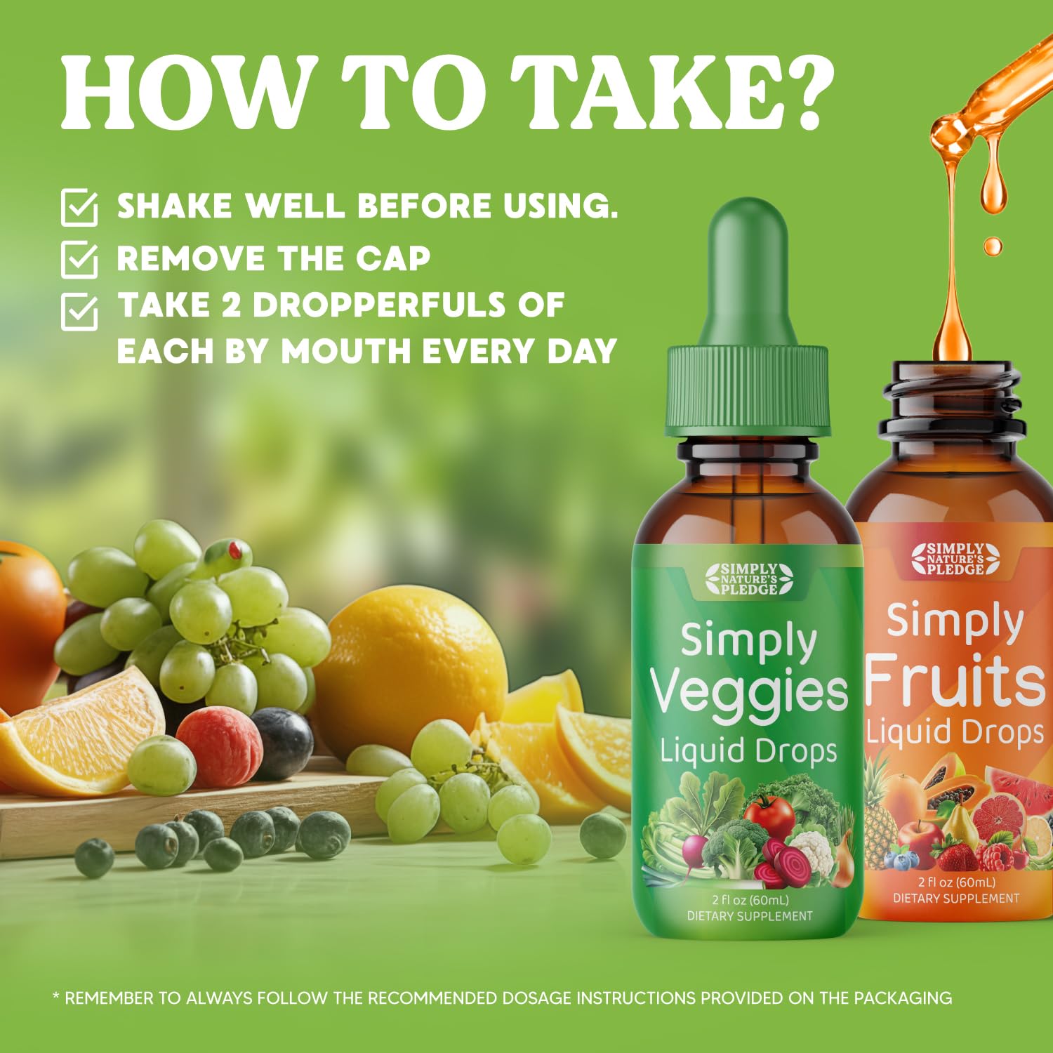 Simply Nature's Pledge - Fruit and Vegetable Supplements - Liquid Drops - Made with Whole Food Superfoods, Packed Vitamins & Minerals - Soy Free - Made in The USA Simply Nature's Pledge uk supplements