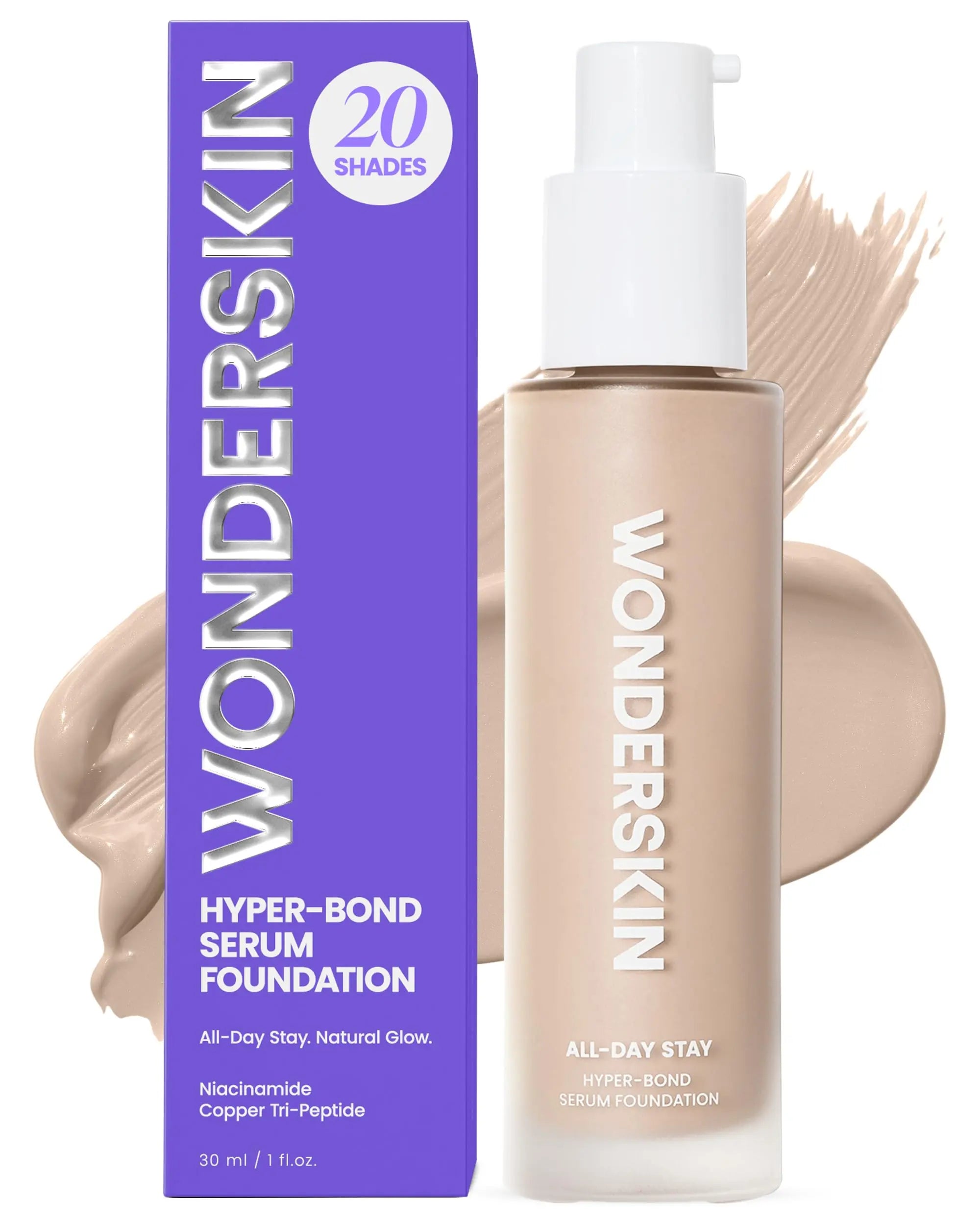 Wonderskin Hyper Bond All-Day Stay Serum Foundation – Waterproof, Transfer-Proof, 24HR Longwear Face Makeup with Niacinamide & Hyaluronic Acid – Lightweight, Natural Finish (Moonstone) Wonderskin uk supplements