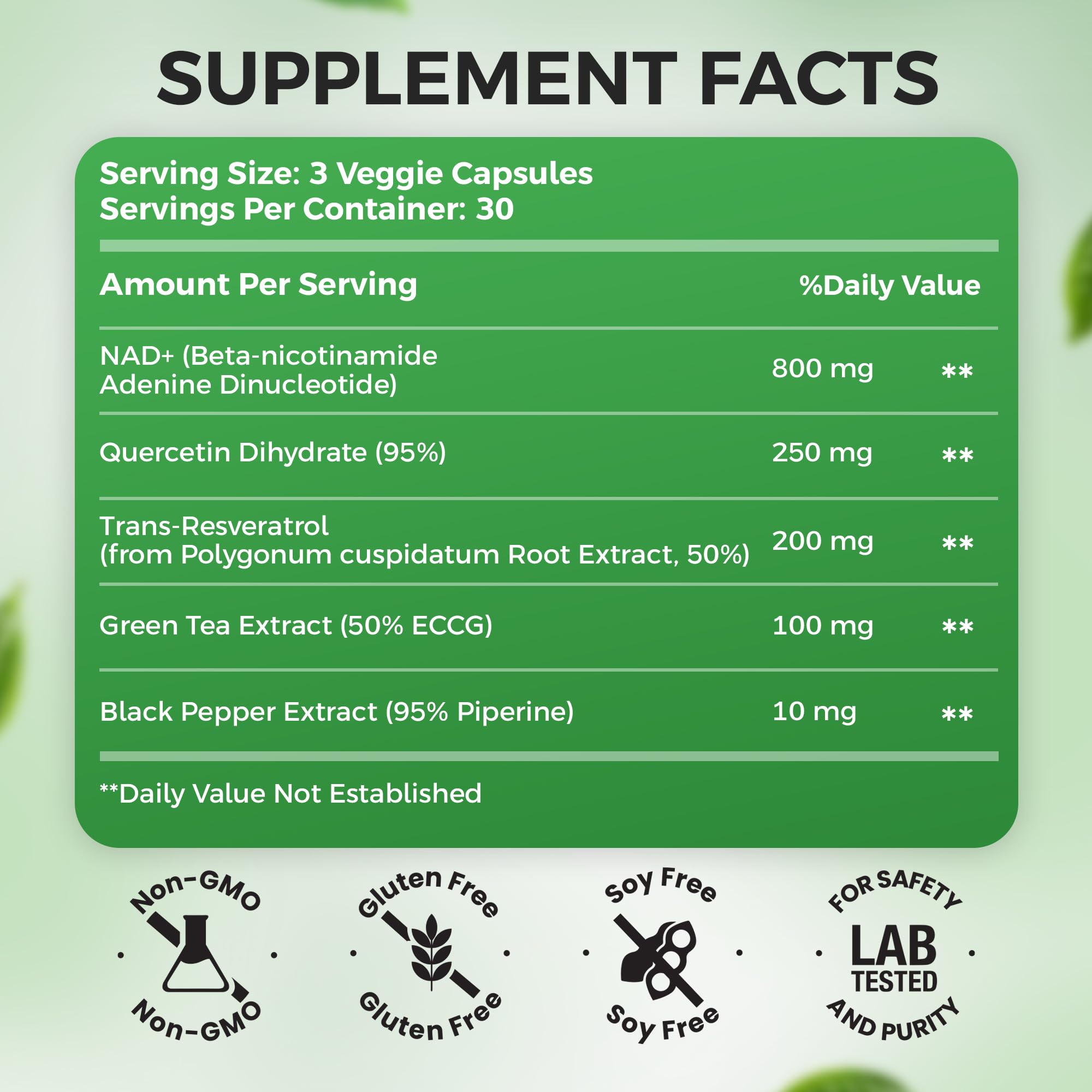 NAD+ Supplement, 1,360mg Max Strength Liposomal | Resveratrol, Quercetin, Green Tea | Cellular Energy & Healthy Aging for Men & Women | 800mg of 100% High Purity NAD+ for Energy, Focus - 90 Capsules Holistnature uk supplements