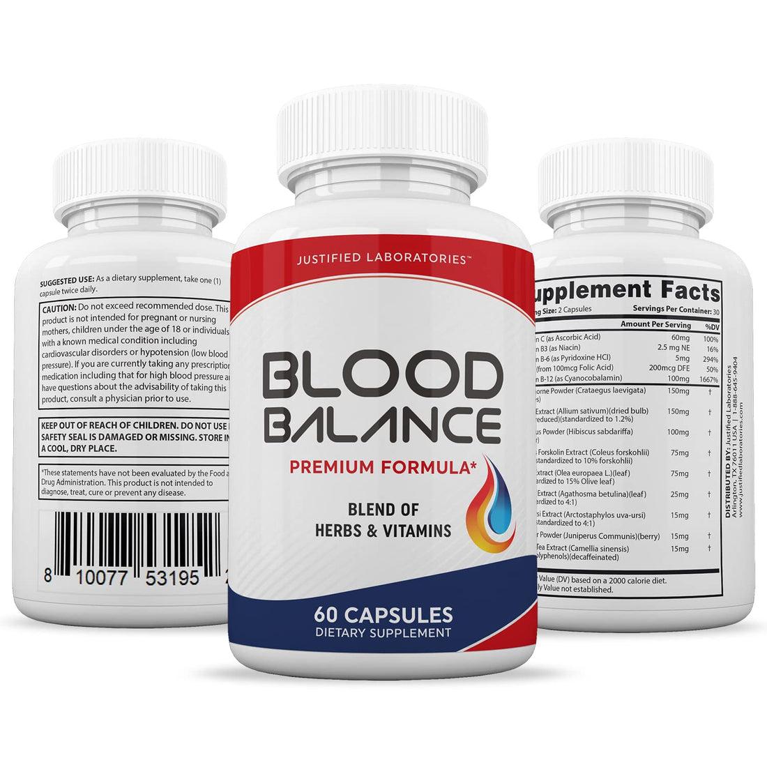 (3 Pack) Blood Balance Advanced Formula 620MG Supplement Pills 180 Capsules Justified Laboratories uk supplements