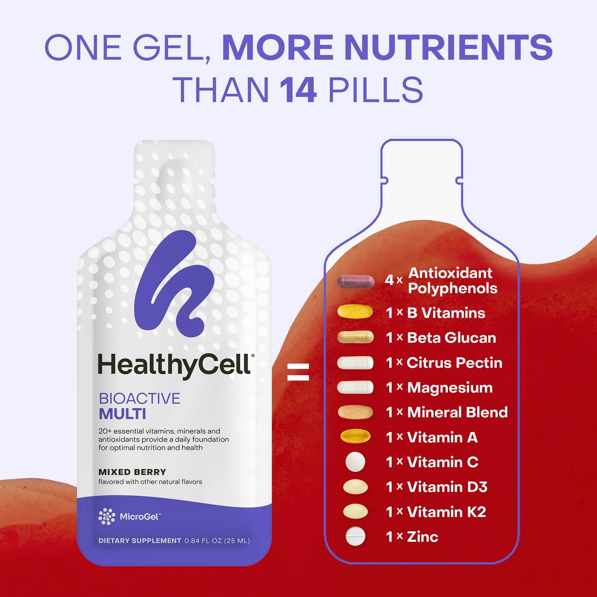 Healthycell Bioactive Daily Liquid Multivitamin for Men & Women – 20+ Essential Vitamins, Minerals & Antioxidants for Brain, Heart, Immune Support, Skin & Hair Support - 14 Gel Packs Healthycell uk supplements