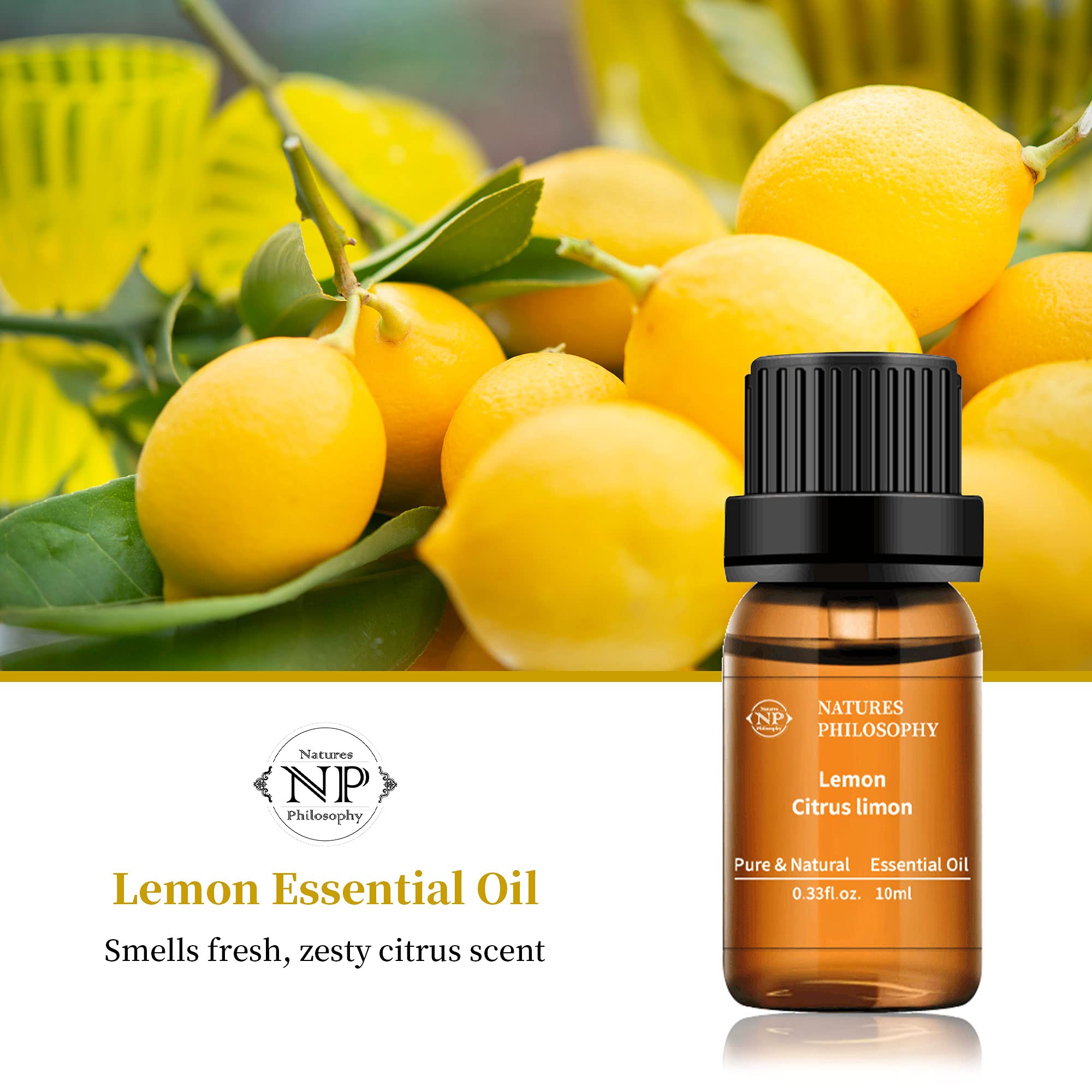 Lemon Essential Oil,100% Pure Organic Essential Oils for Aromatherapy, Diffuser, Massage, Soap Making NP NATURES PHILOSOPHY uk supplements