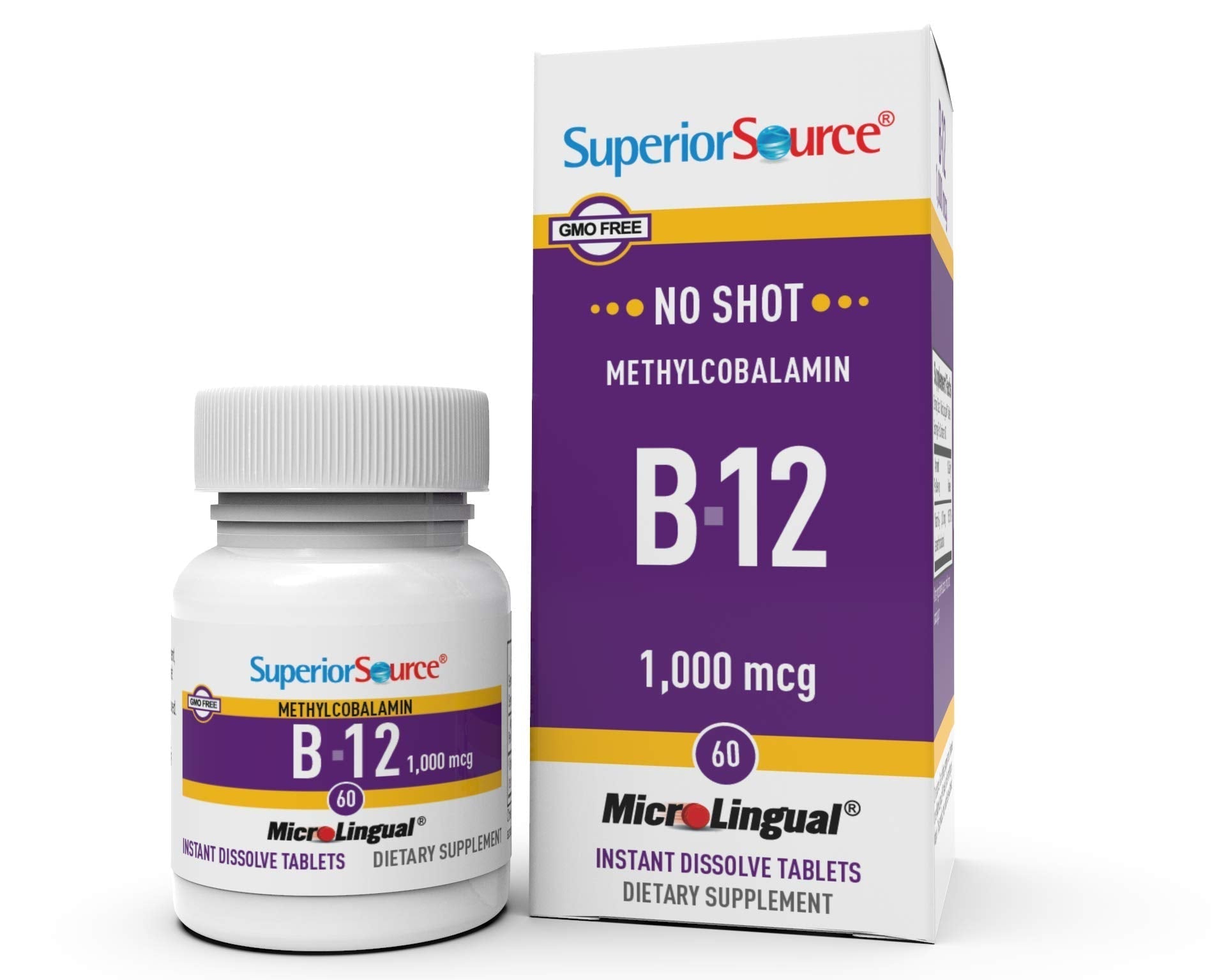 Superior Source No Shot Vitamin B12 Methylcobalamin 1000 mcg, Quick Dissolve MicroLingual Superior Source uk supplements