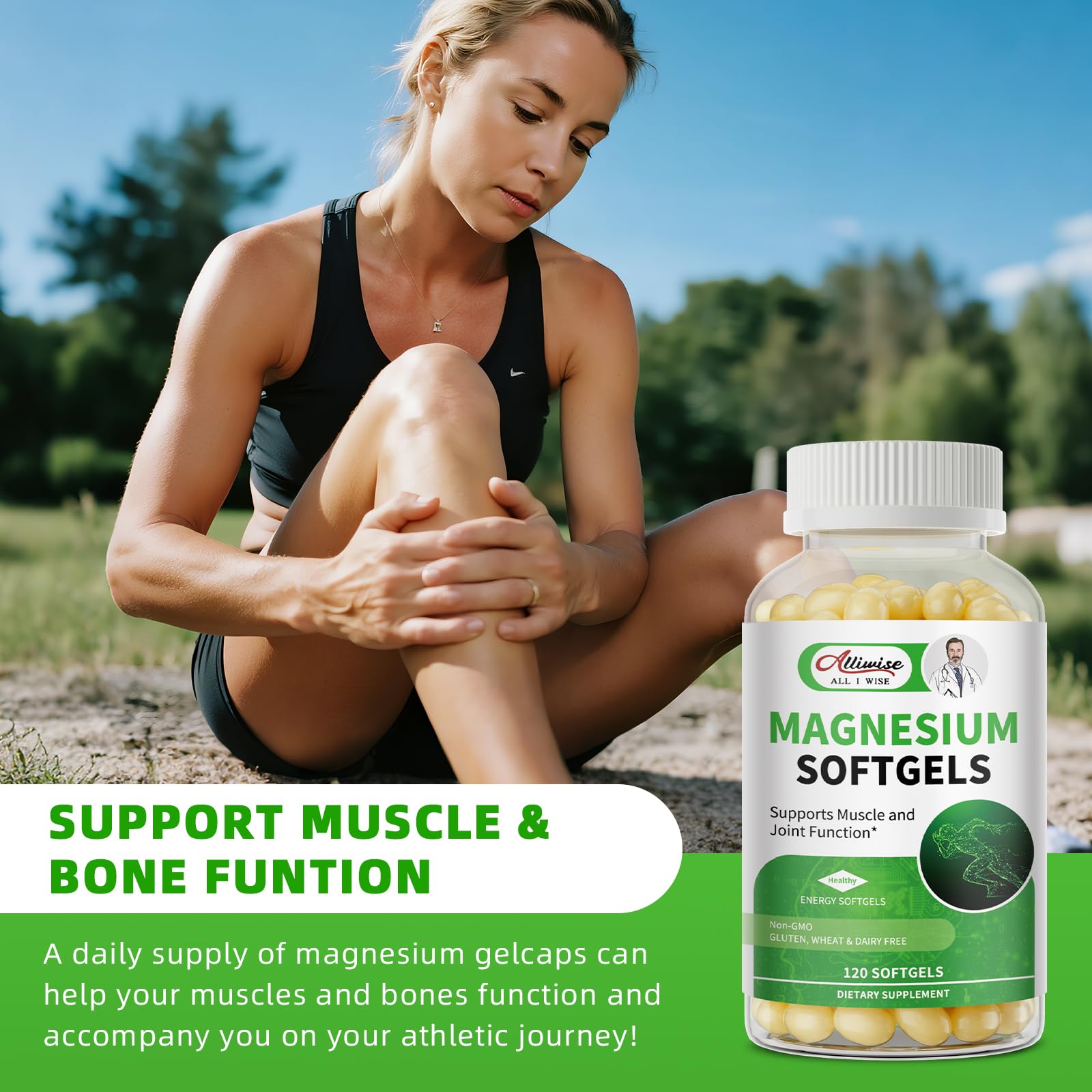 Magnesium Glycinate 500mg Softgels Supplement, Small Easy to Swallow Magnesium Gelcaps High Absorption for Night Leg&Sleep Support, Muscle&Bone, Calm, Non GMO, 120 Gelcaps, 60 Day Supply Alliwise uk supplements