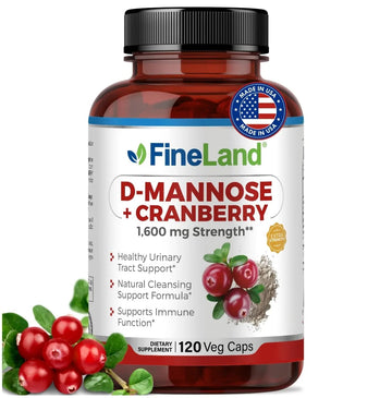 FineLand D-Mannose + Cranberry – 1600mg per Serving – 120 Vegan Capsules – Urinary Tract & Bladder Health Support – Non-GMO, Gluten-Free, Made in USA FineLand uk supplements